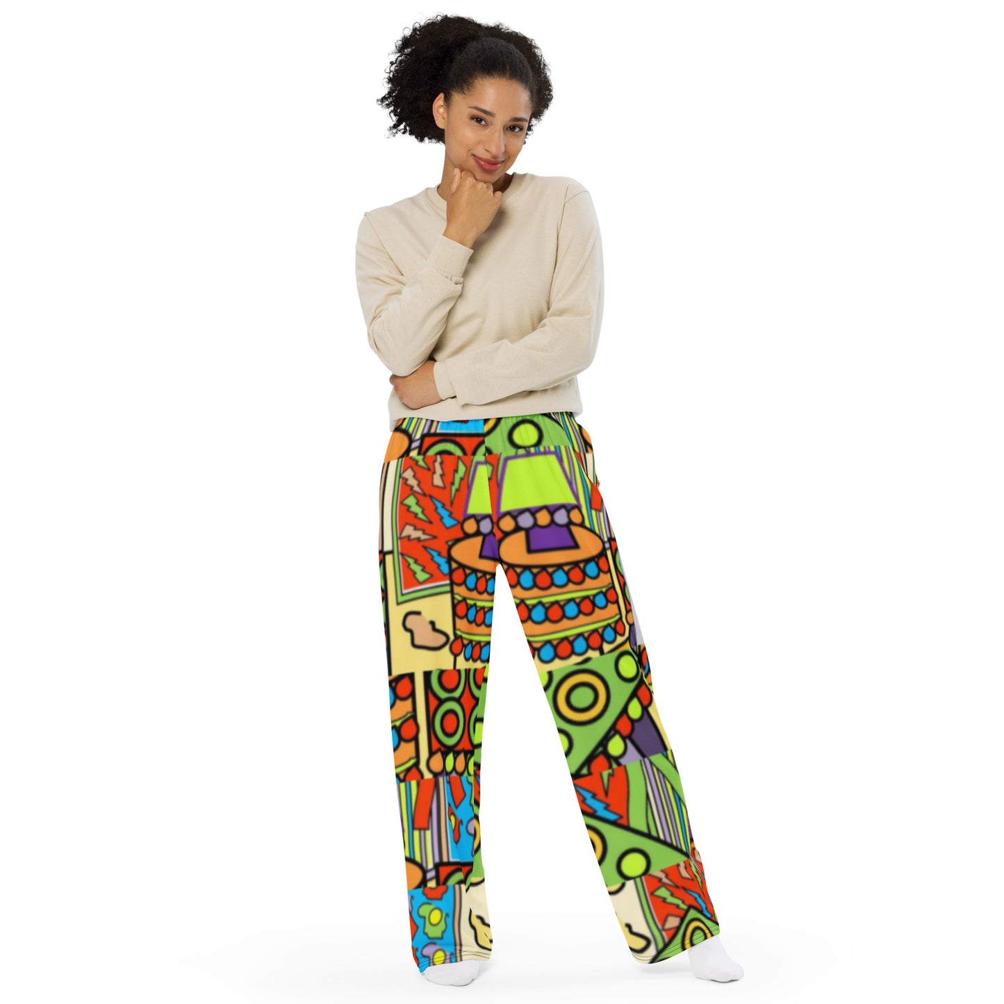 All-over print unisex wide-leg pants