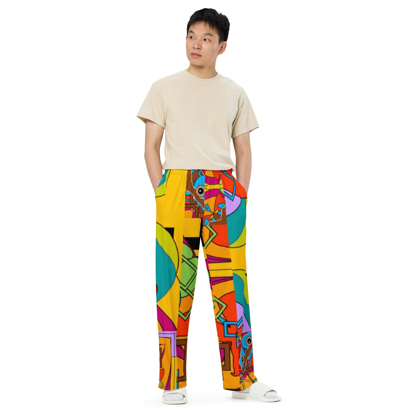 All-over print unisex wide-leg pants