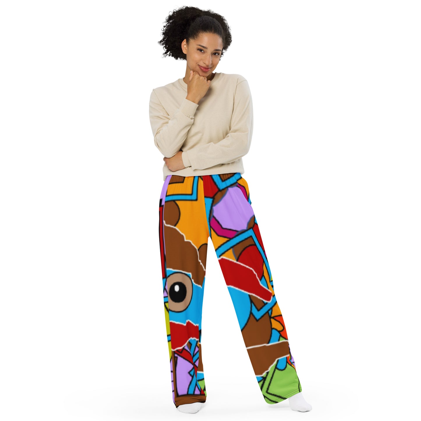 All-over print unisex wide-leg pants