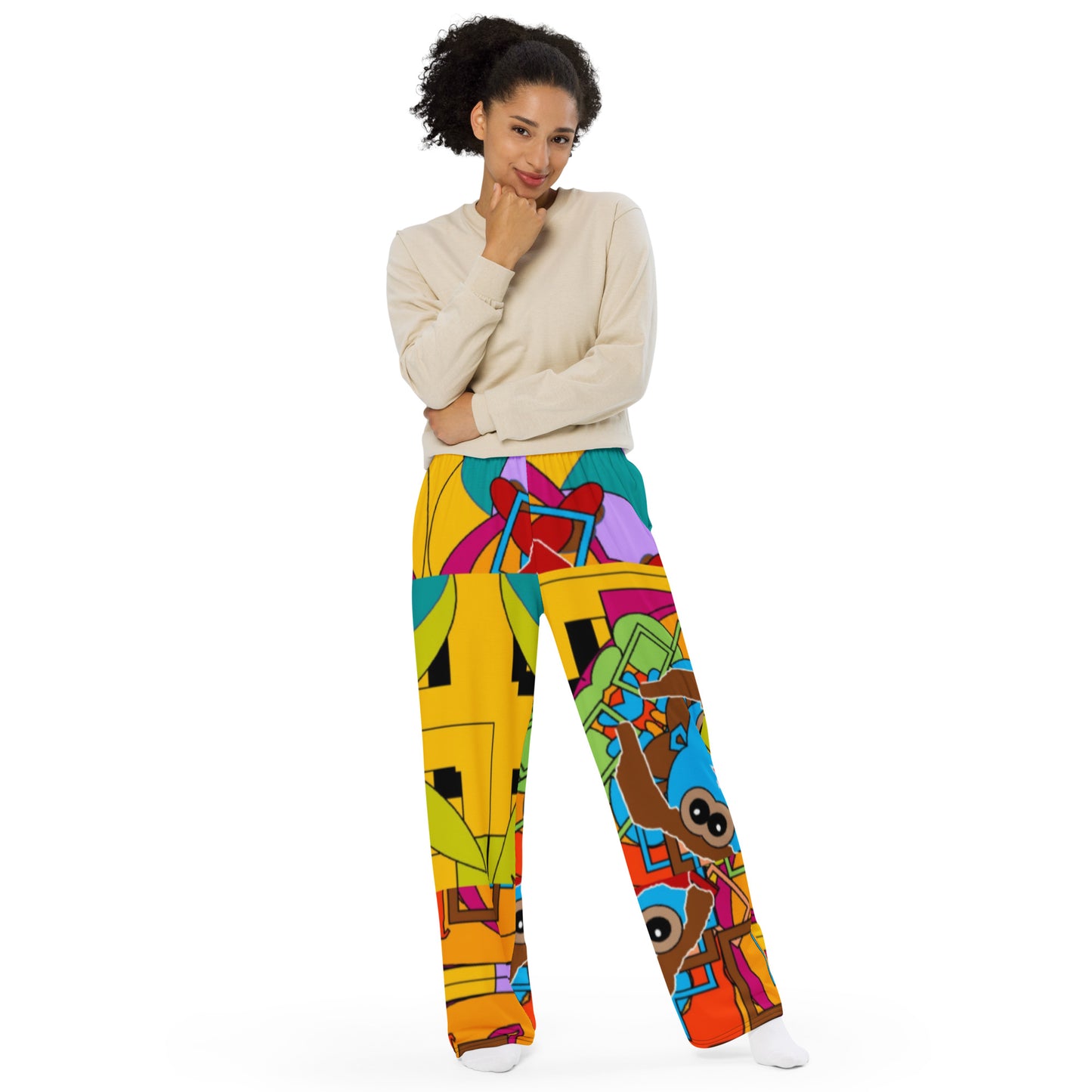 All-over print unisex wide-leg pants