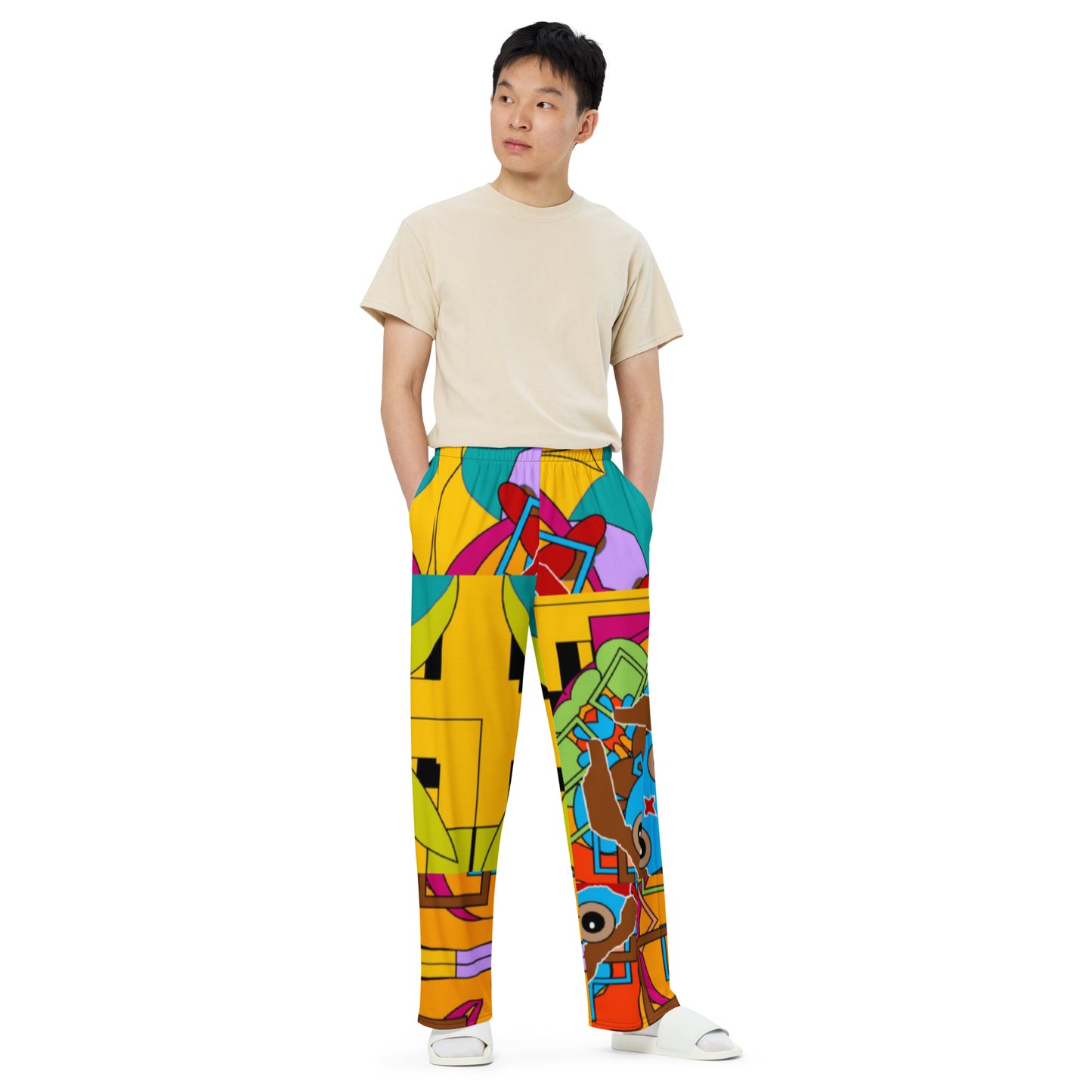 All-over print unisex wide-leg pants