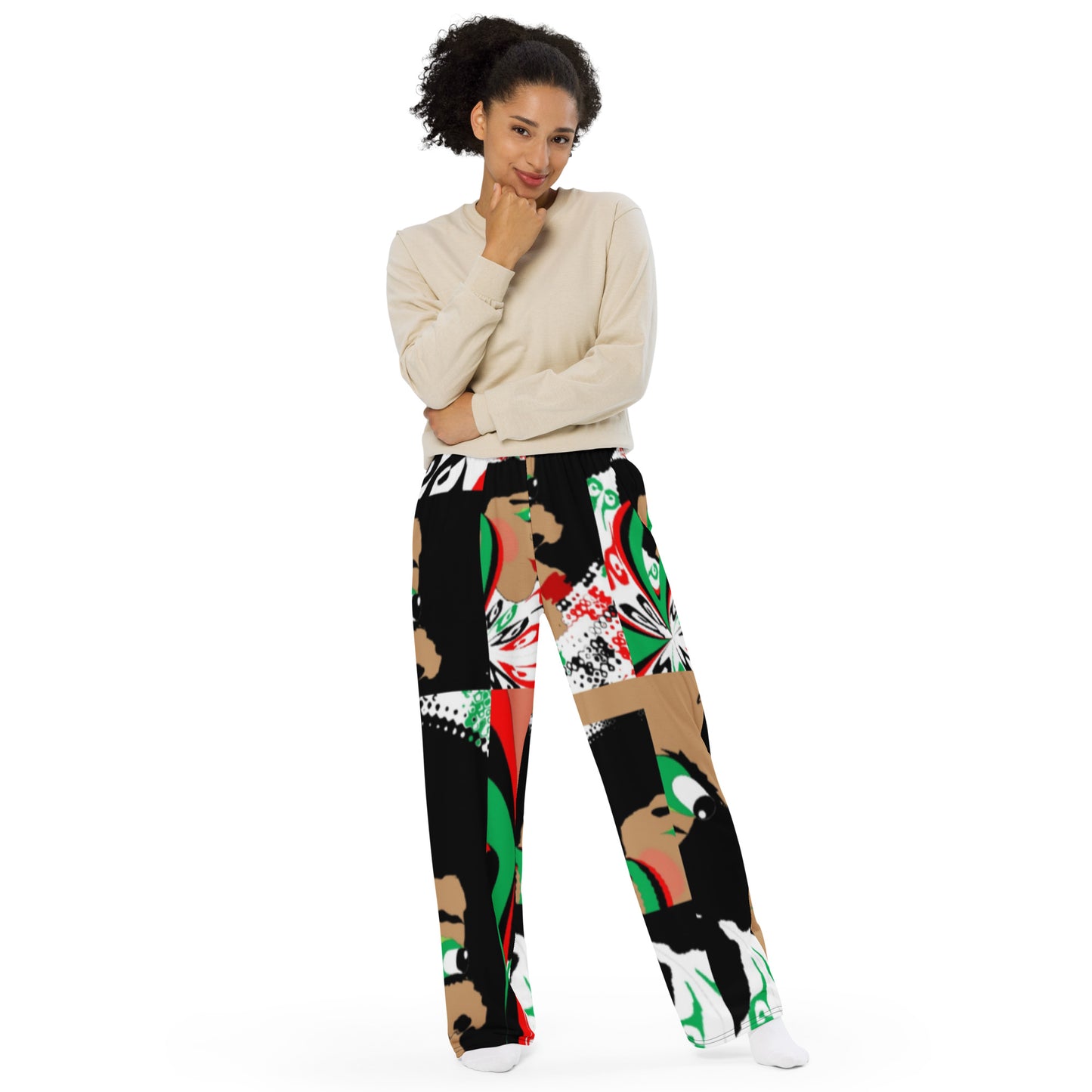 All-over print unisex wide-leg pants