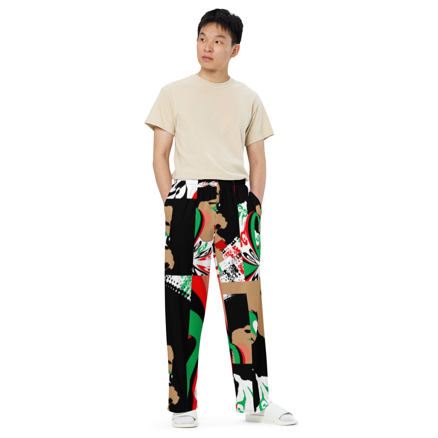 All-over print unisex wide-leg pants