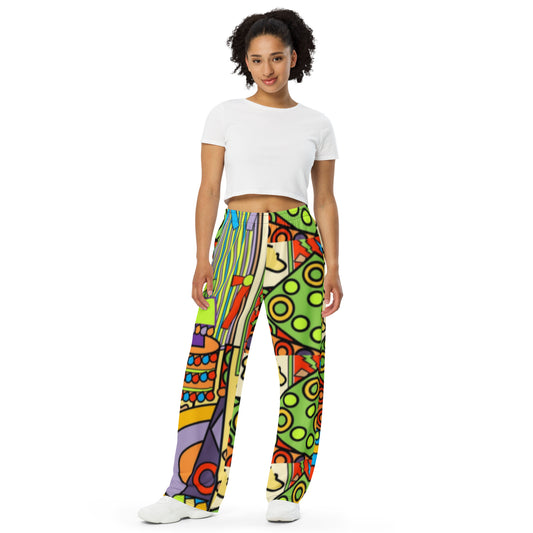 All-over print unisex wide-leg pants