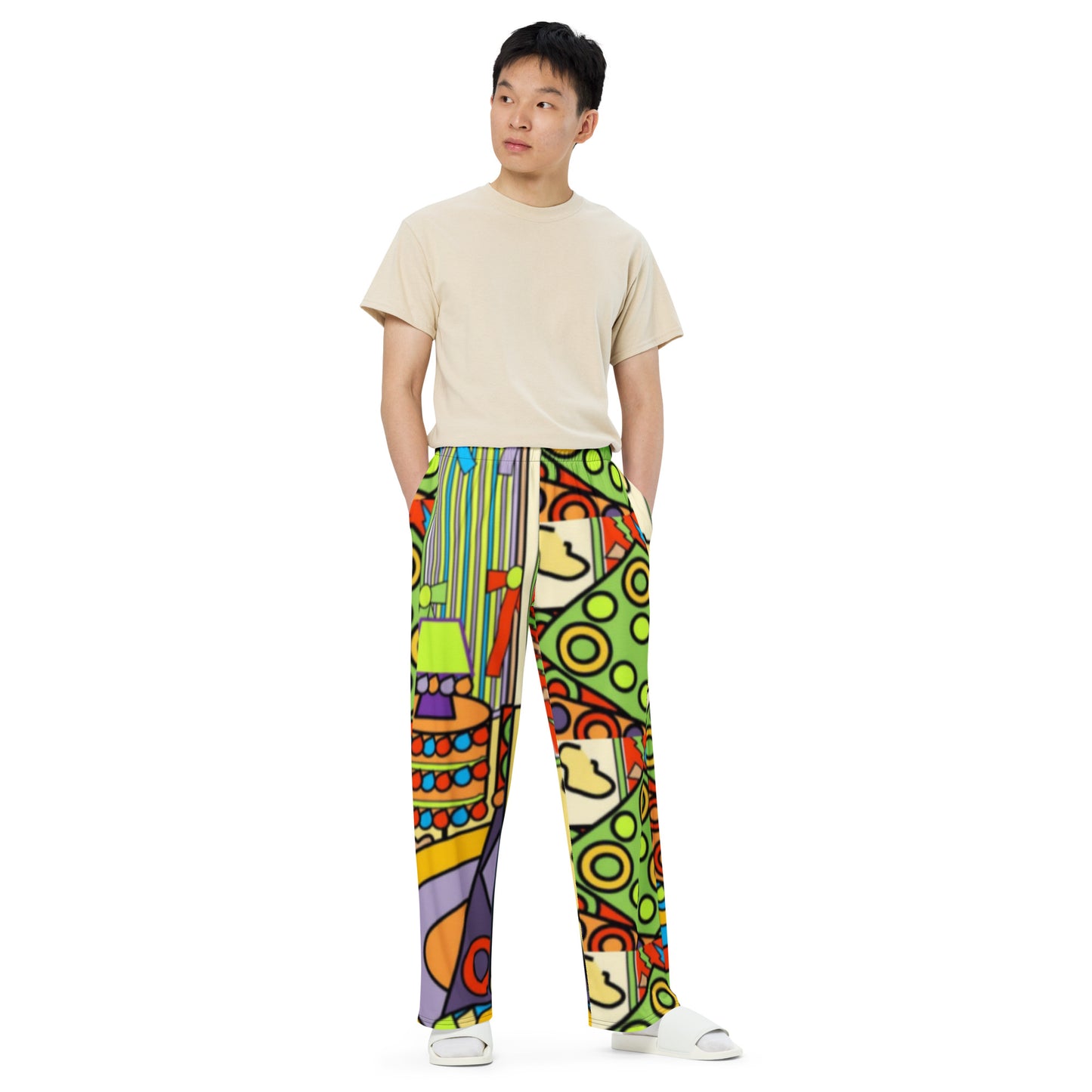 All-over print unisex wide-leg pants