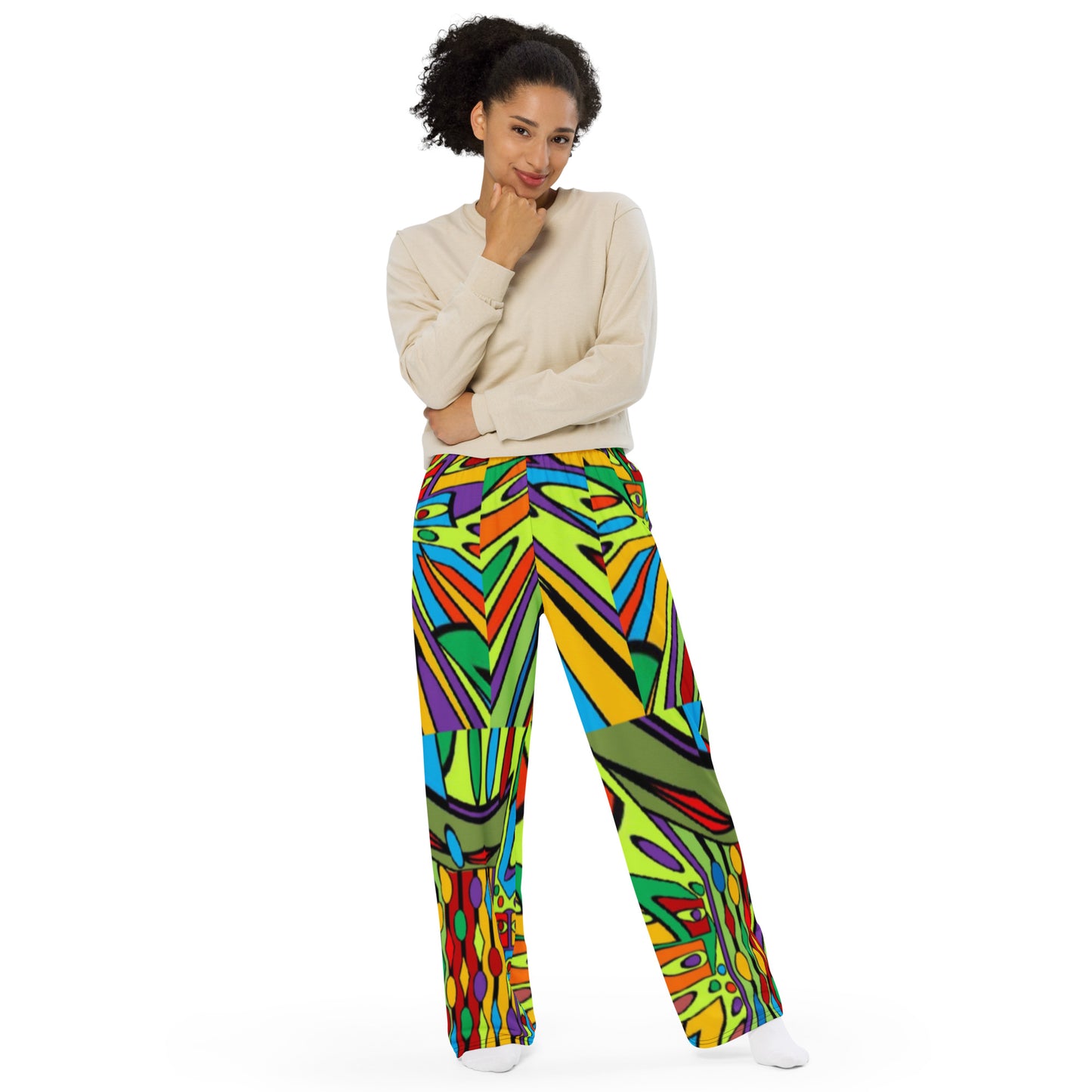 All-over print unisex wide-leg pants