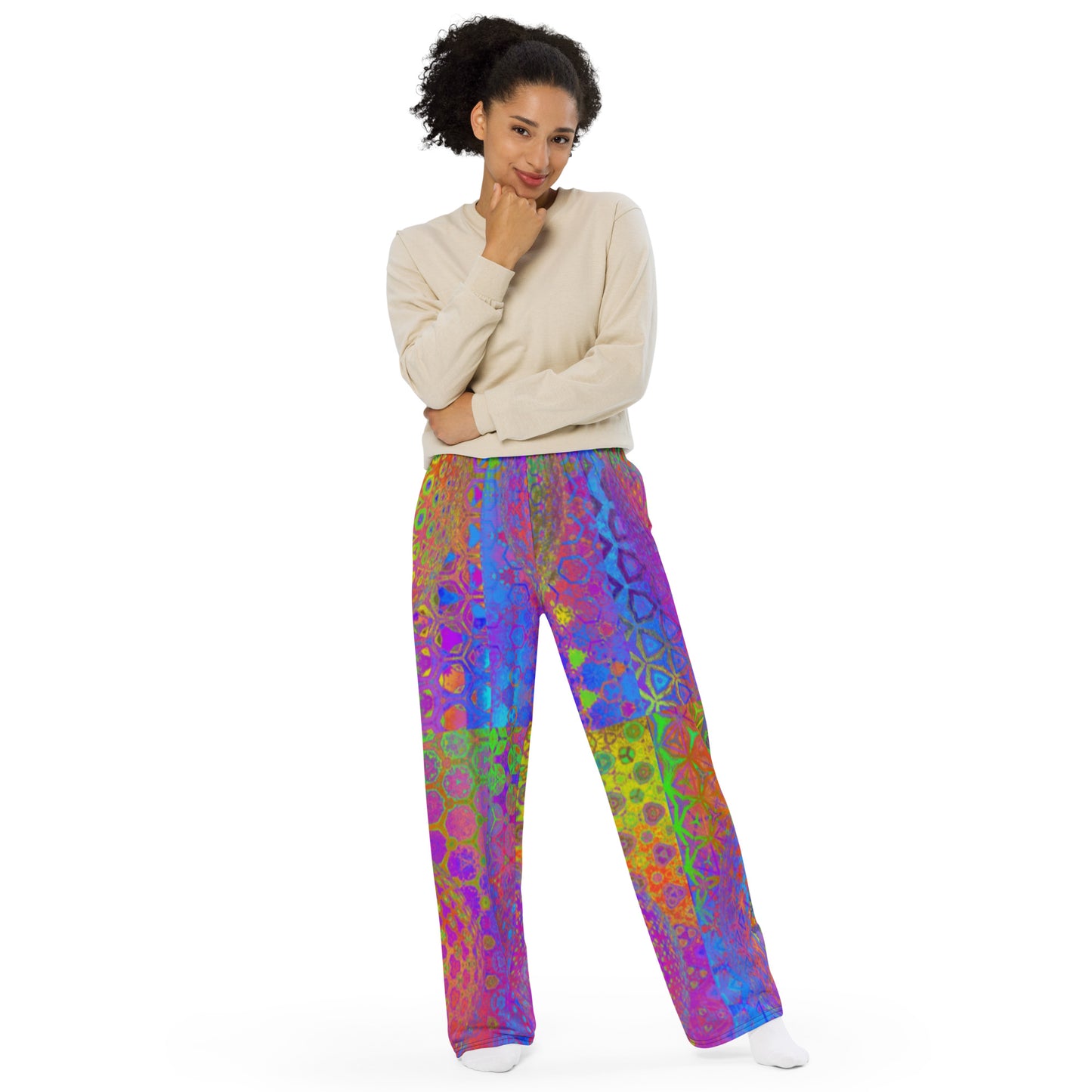 All-over print unisex wide-leg pants