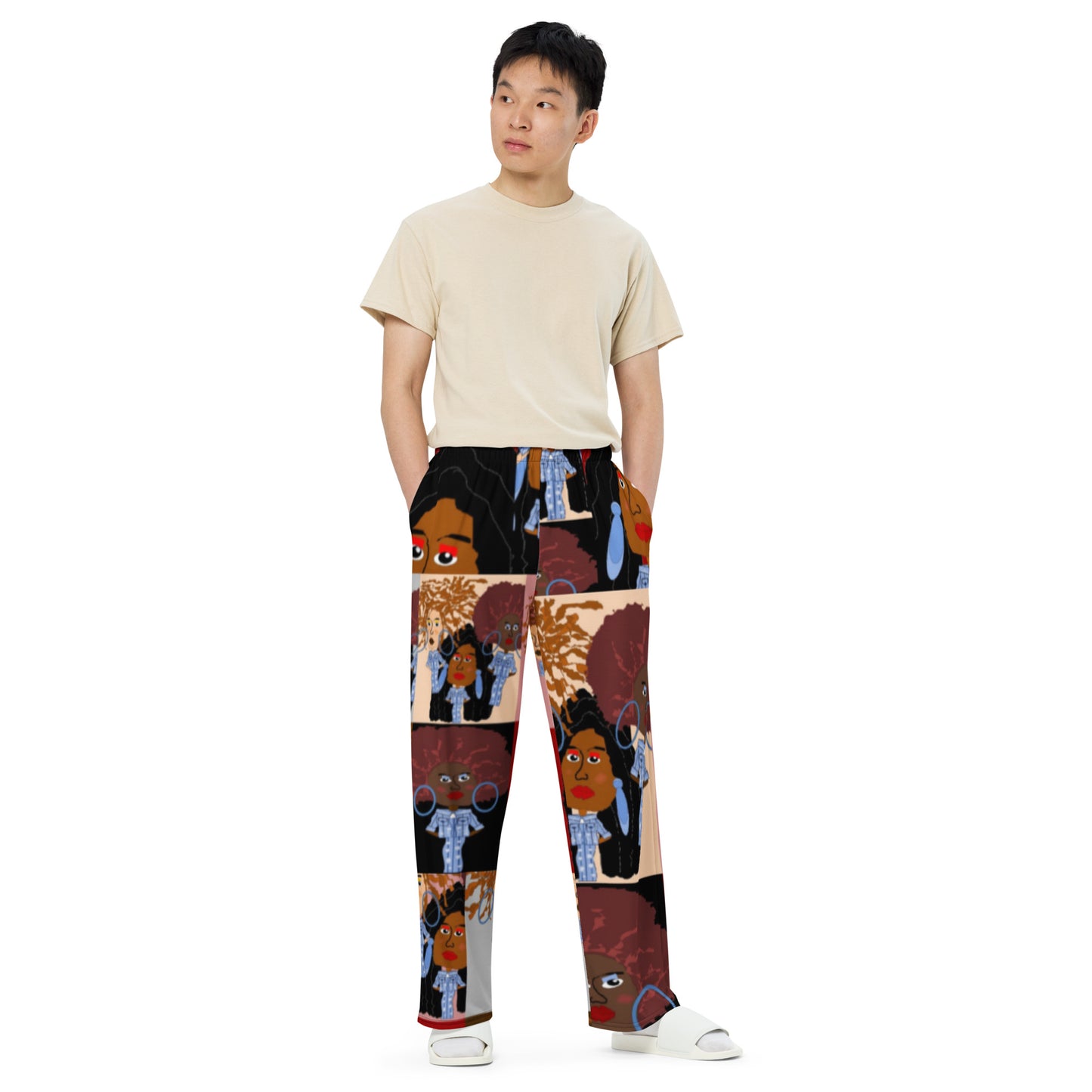 All-over print unisex wide-leg pants