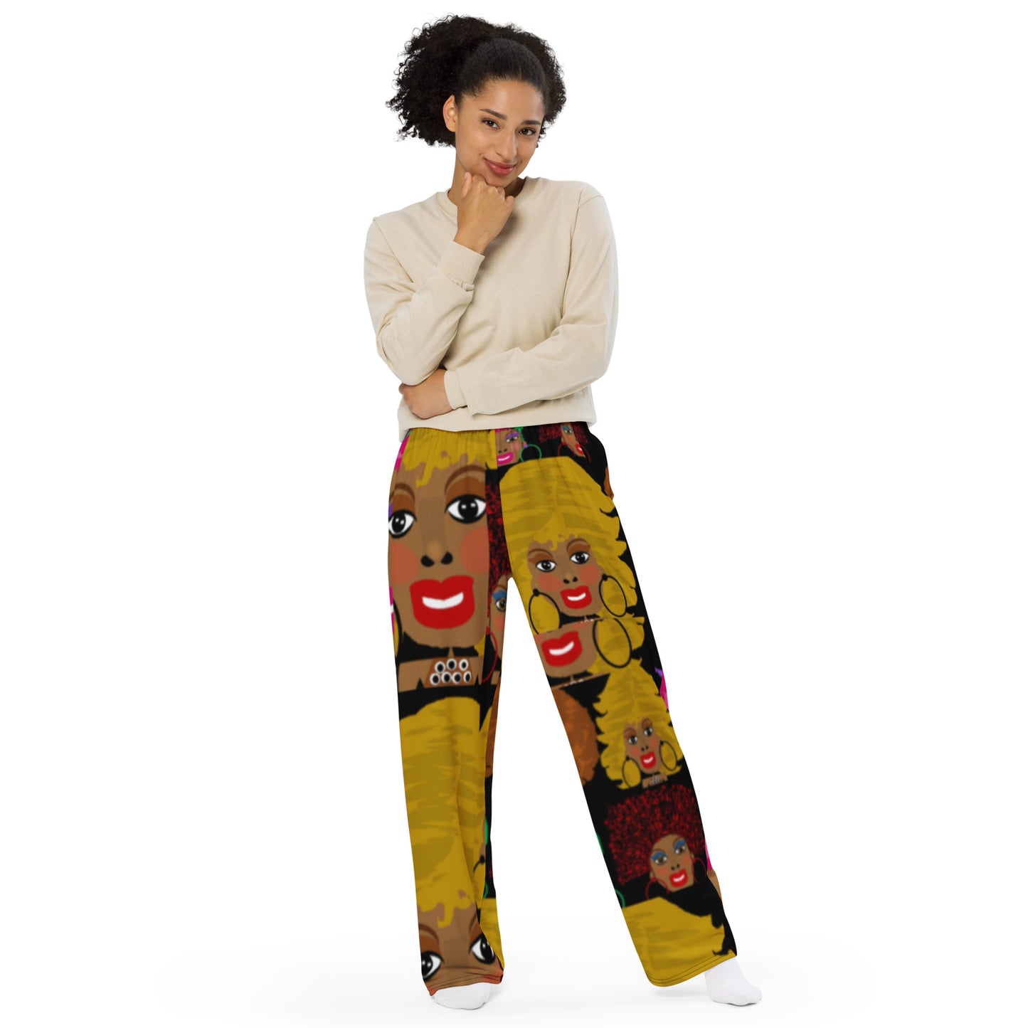 All-over print unisex wide-leg pants