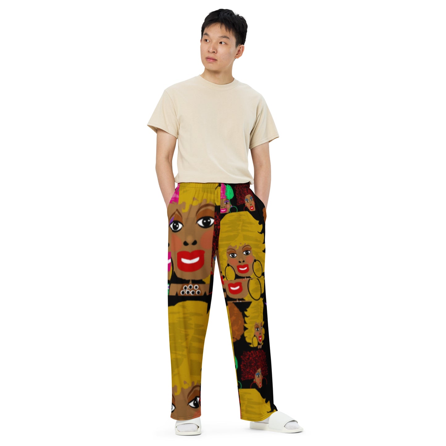 All-over print unisex wide-leg pants