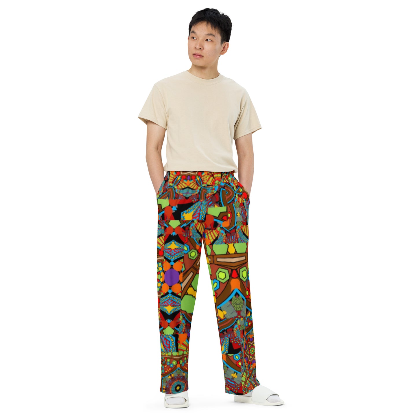 All-over print unisex wide-leg pants