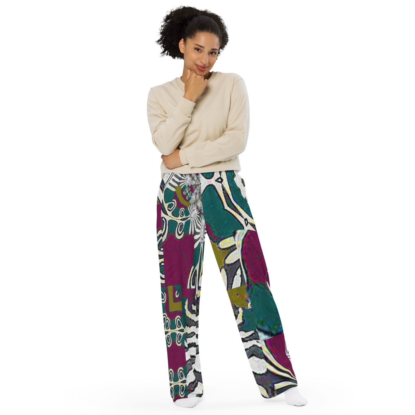 All-over print unisex wide-leg pants