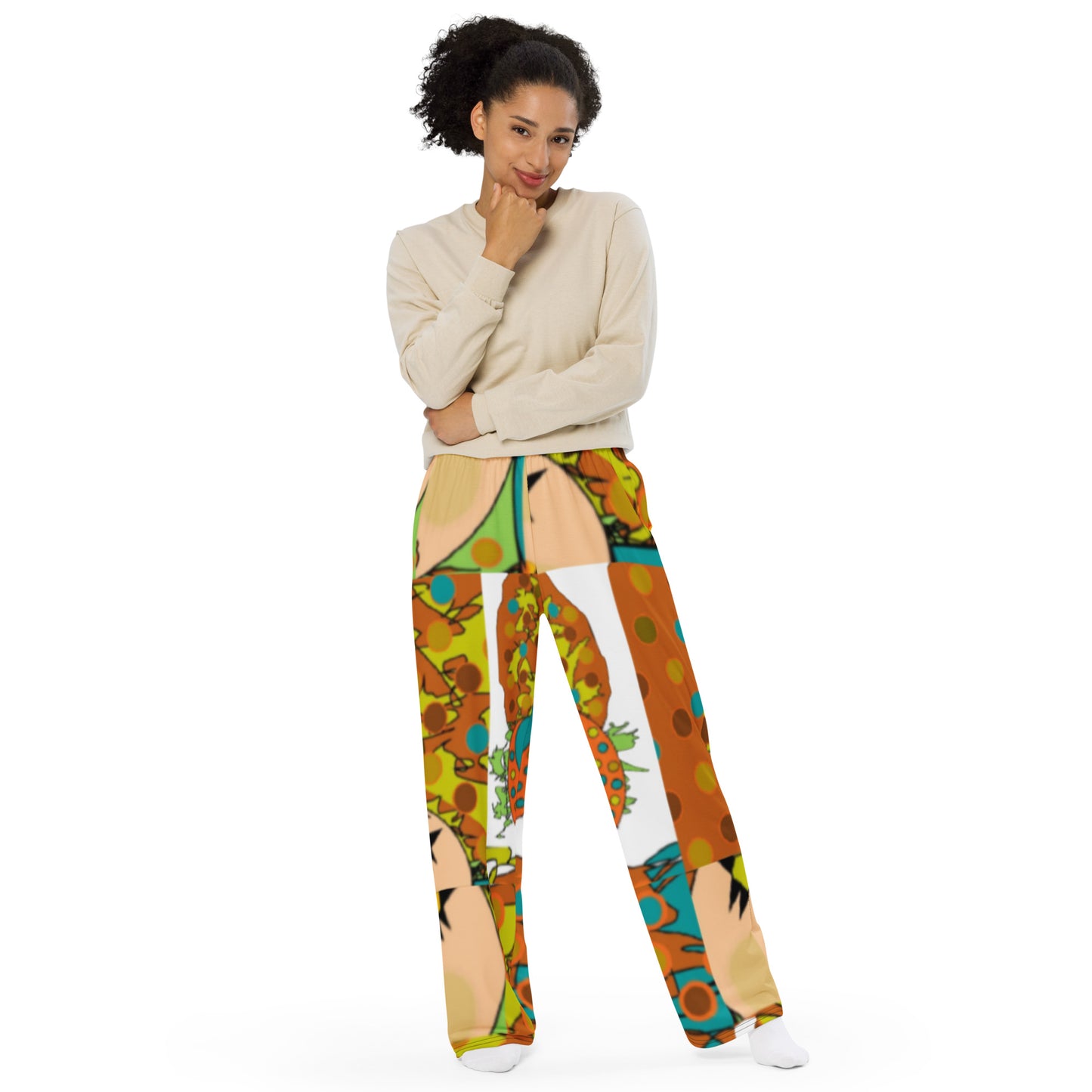 All-over print unisex wide-leg pants