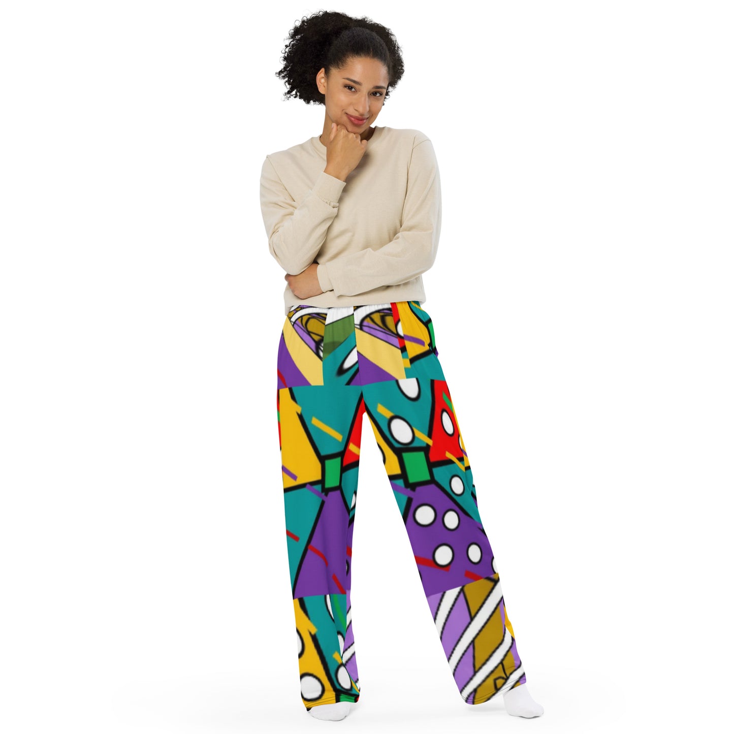 All-over print unisex wide-leg pants