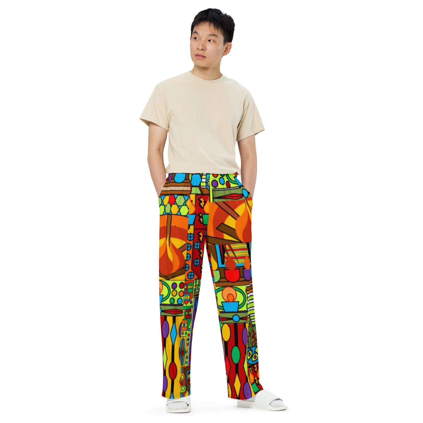 All-over print unisex wide-leg pants