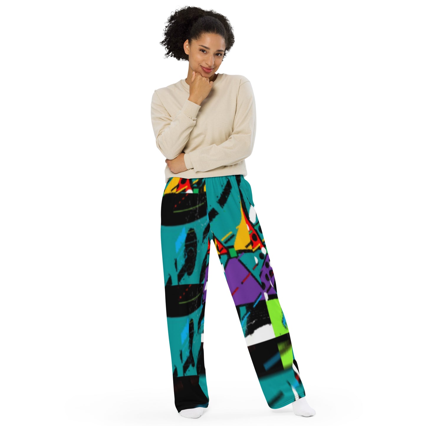 All-over print unisex wide-leg pants