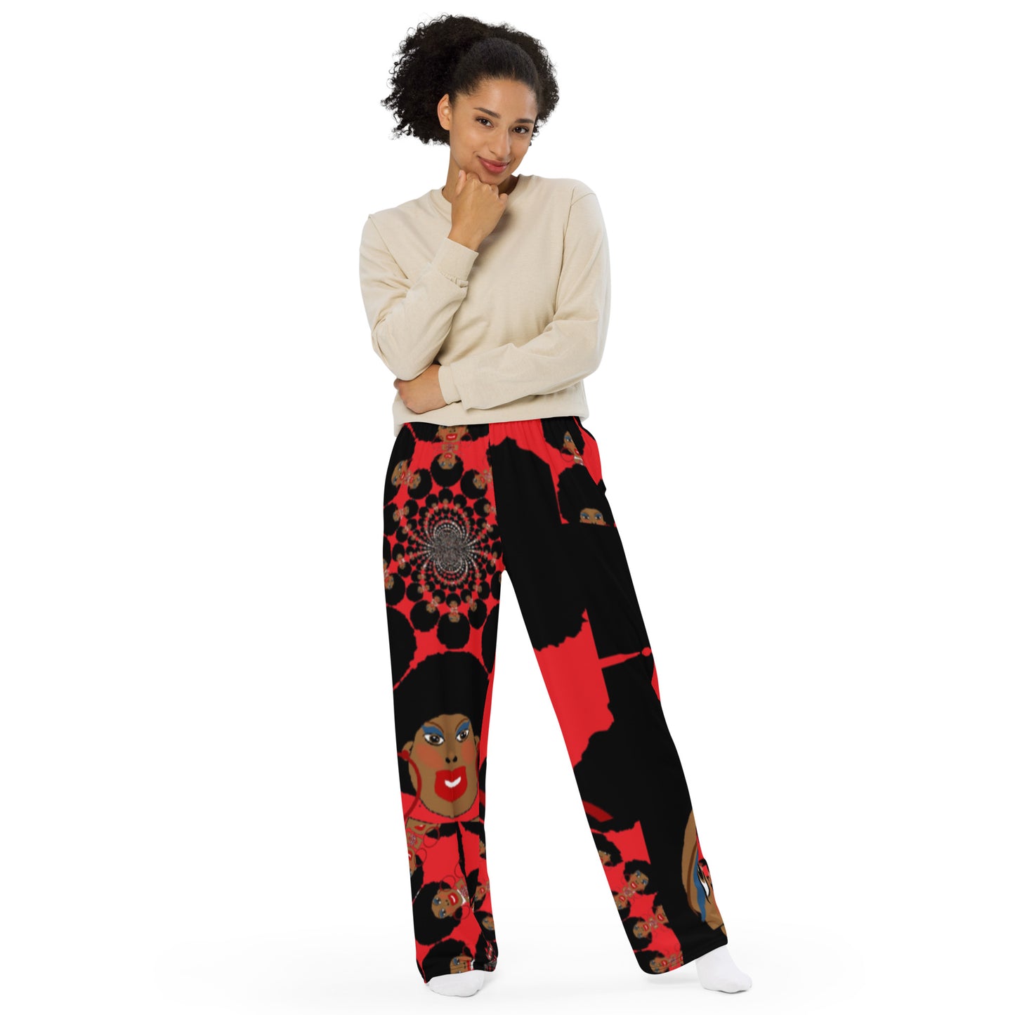 All-over print unisex wide-leg pants