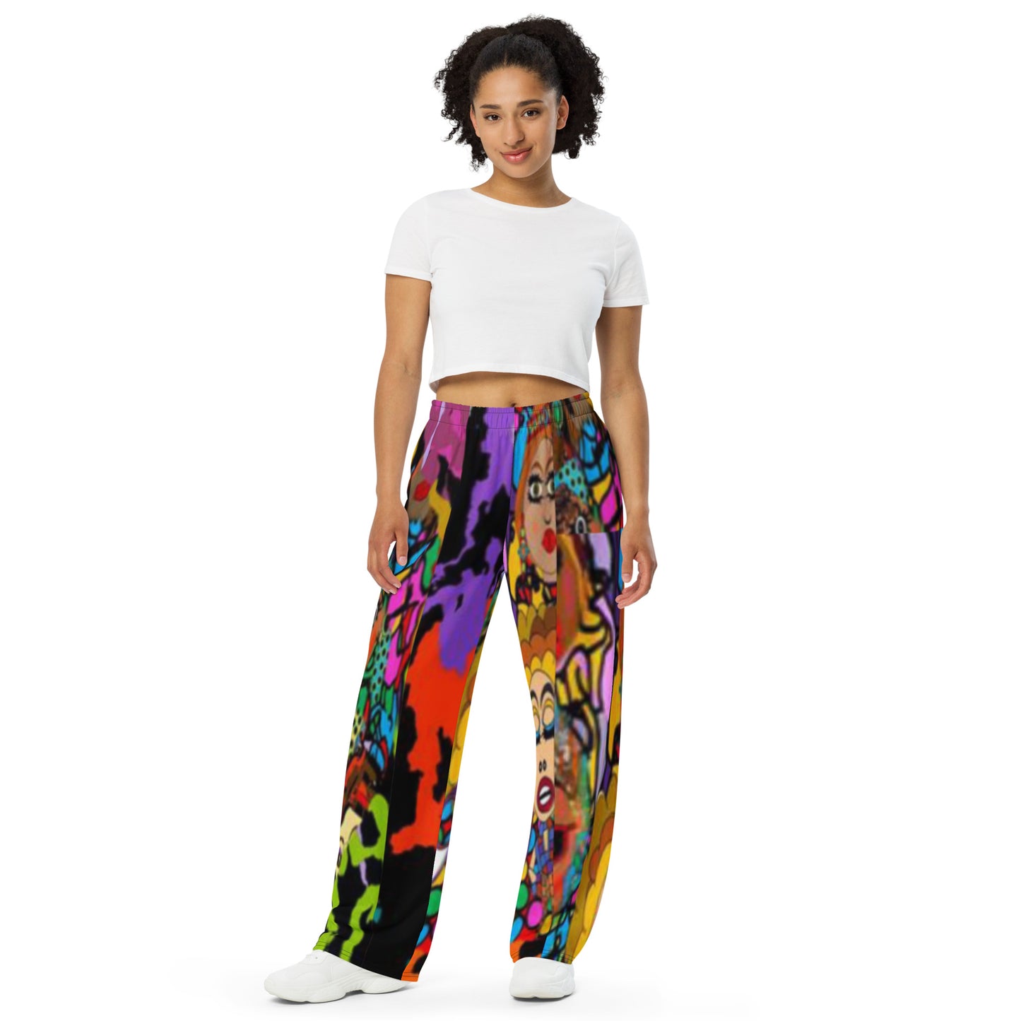 All-over print unisex wide-leg pants