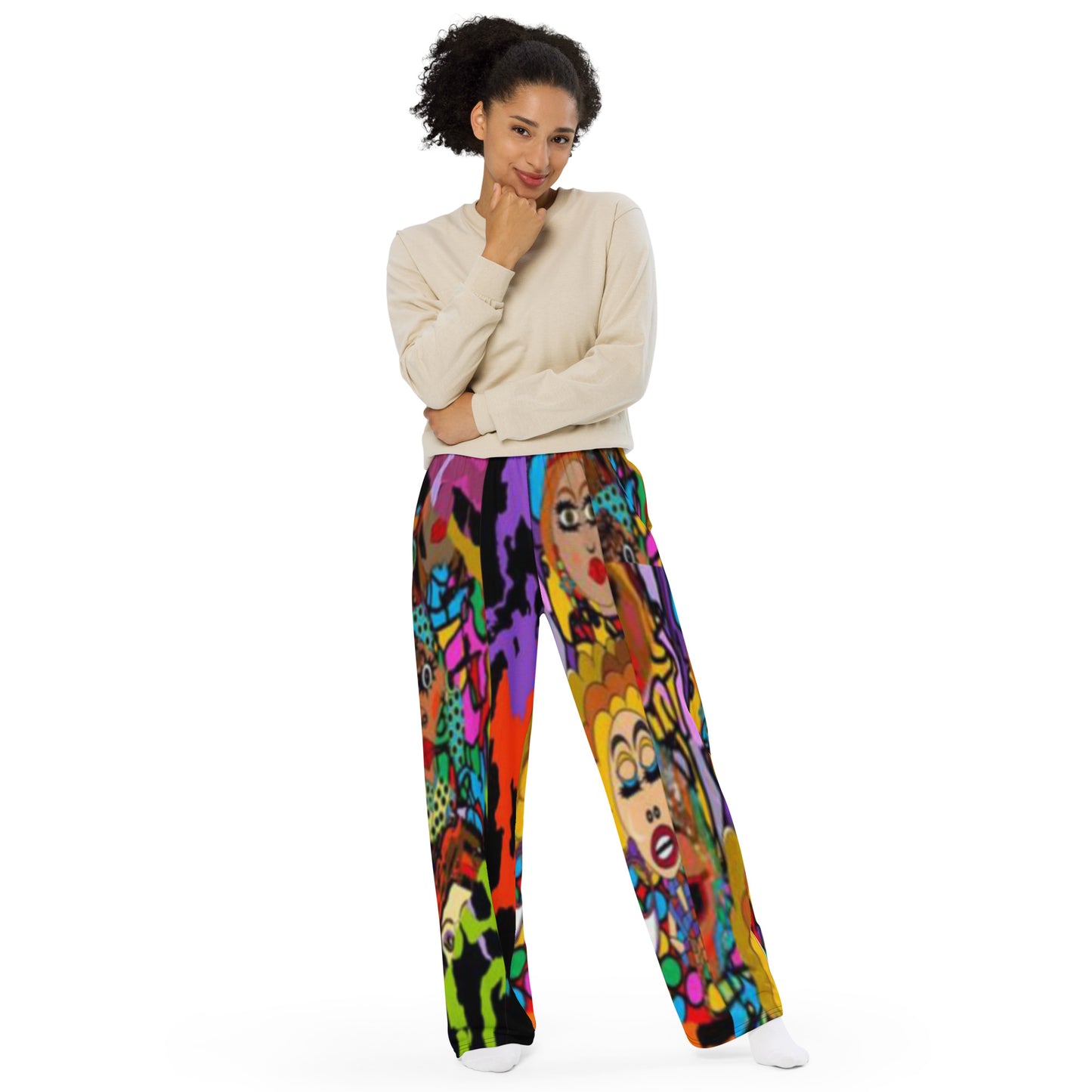 All-over print unisex wide-leg pants