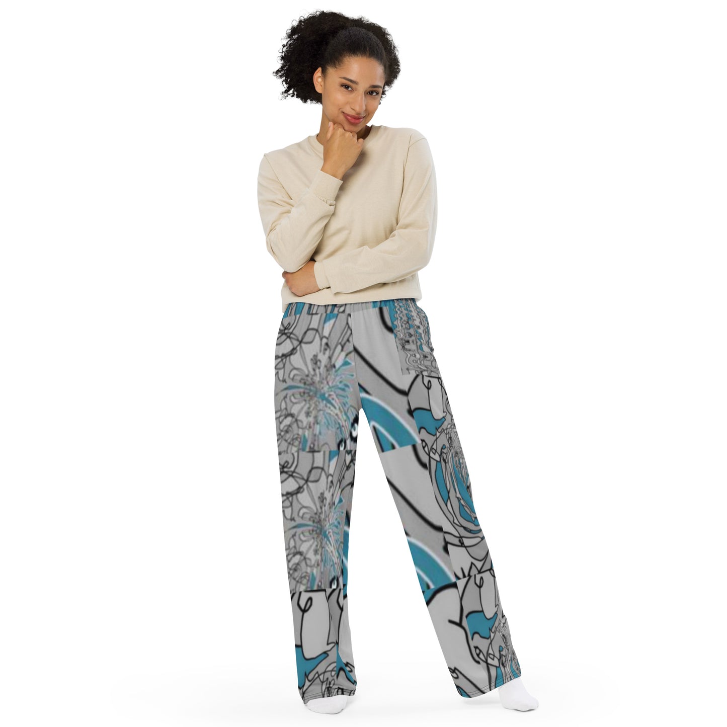 All-over print unisex wide-leg pants