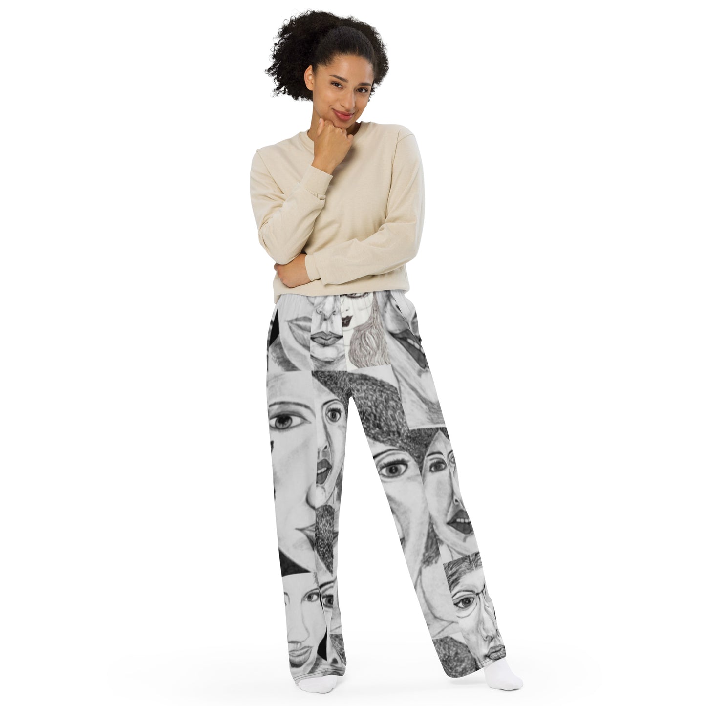 All-over print unisex wide-leg pants