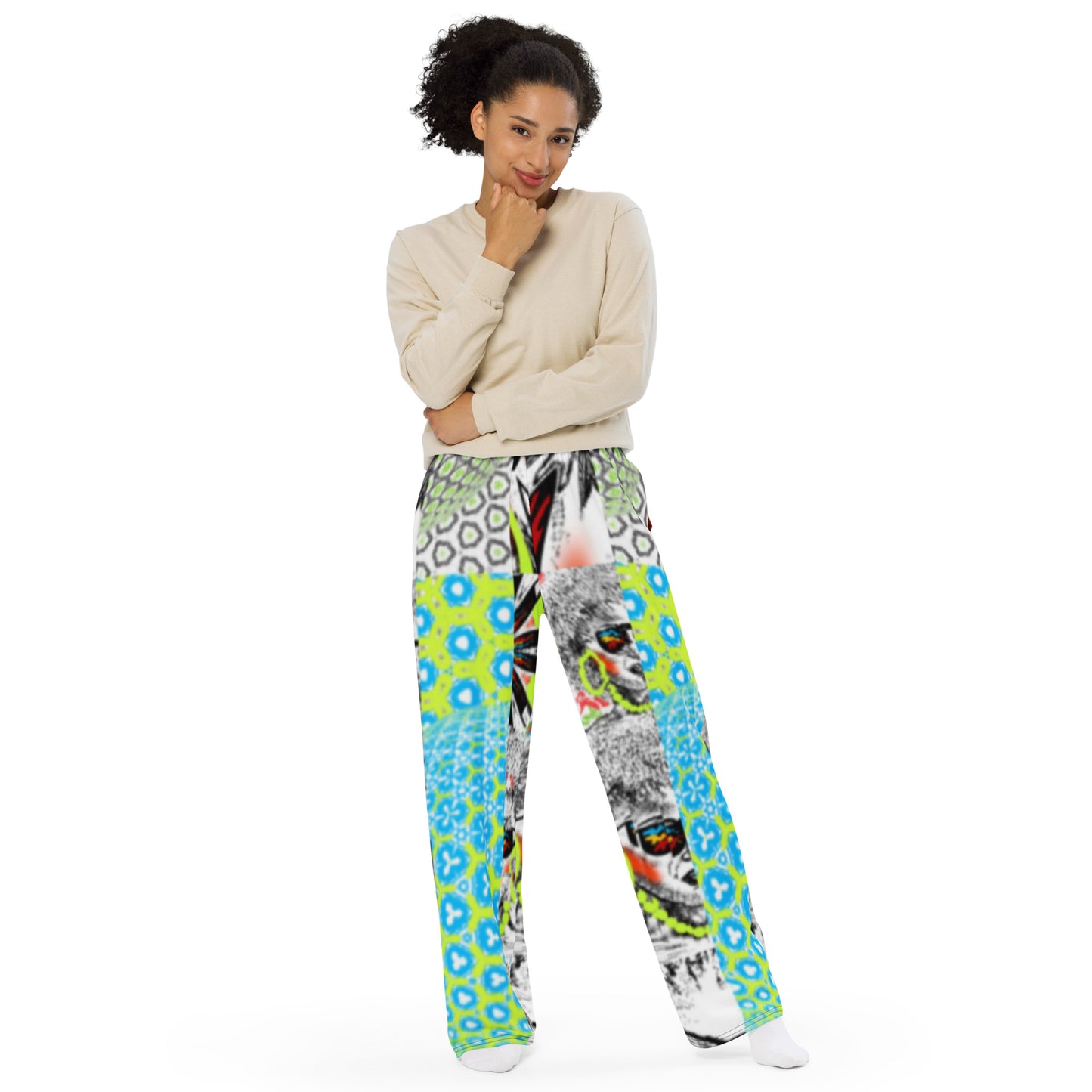 All-over print unisex wide-leg pants