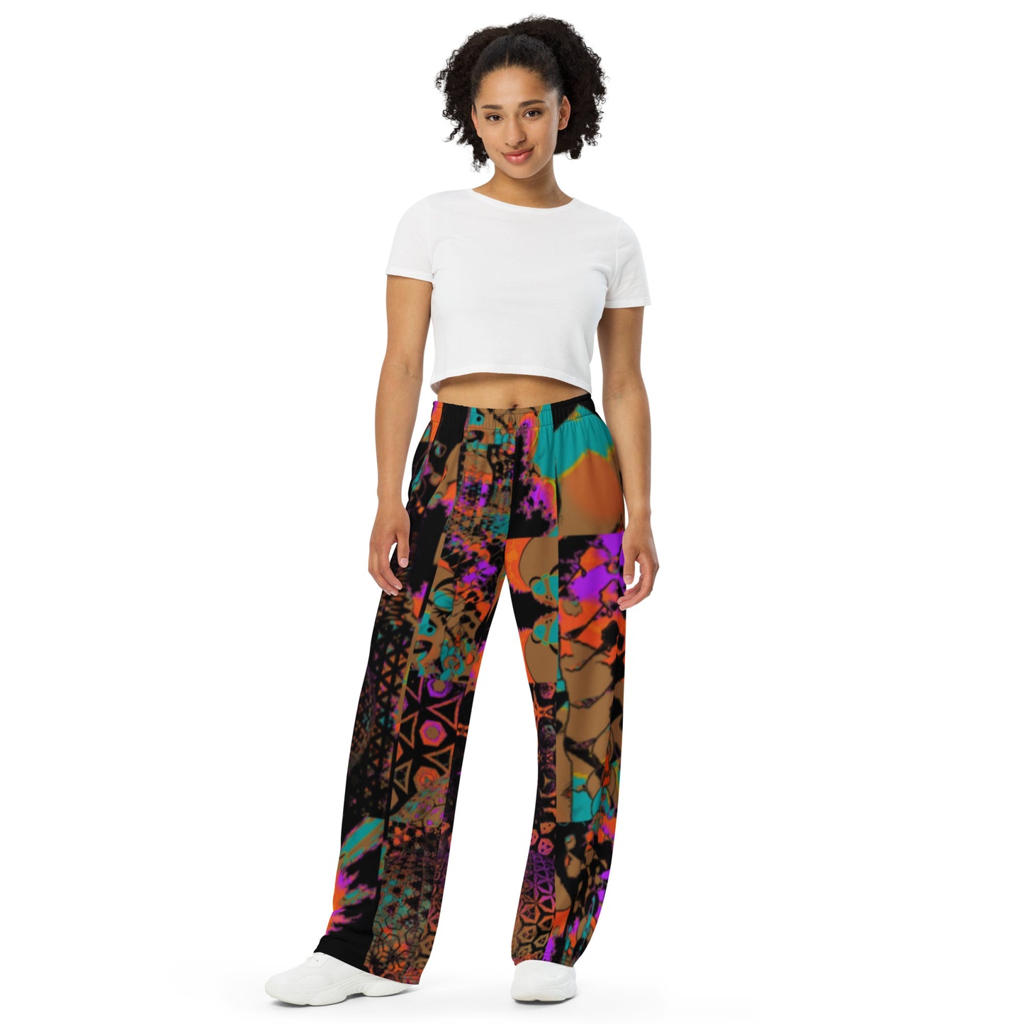 All-over print unisex wide-leg pants