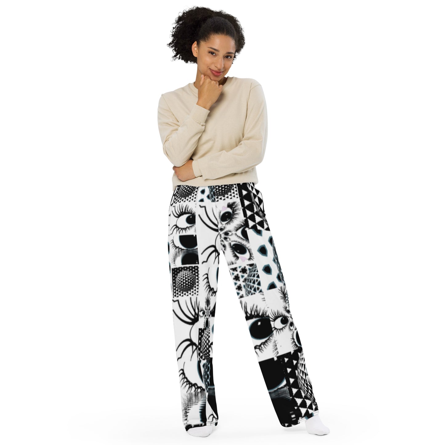 All-over print unisex wide-leg pants