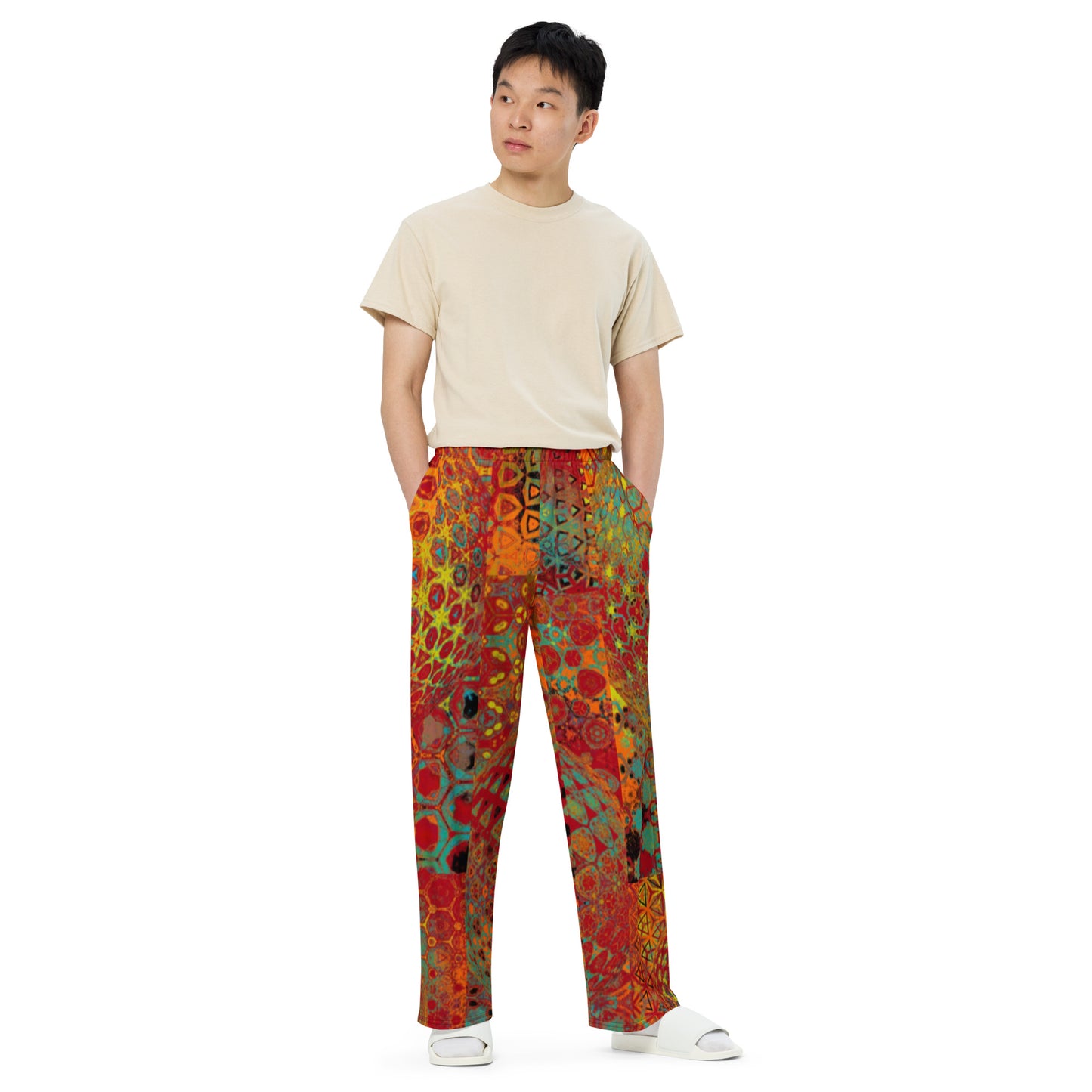 All-over print unisex wide-leg pants