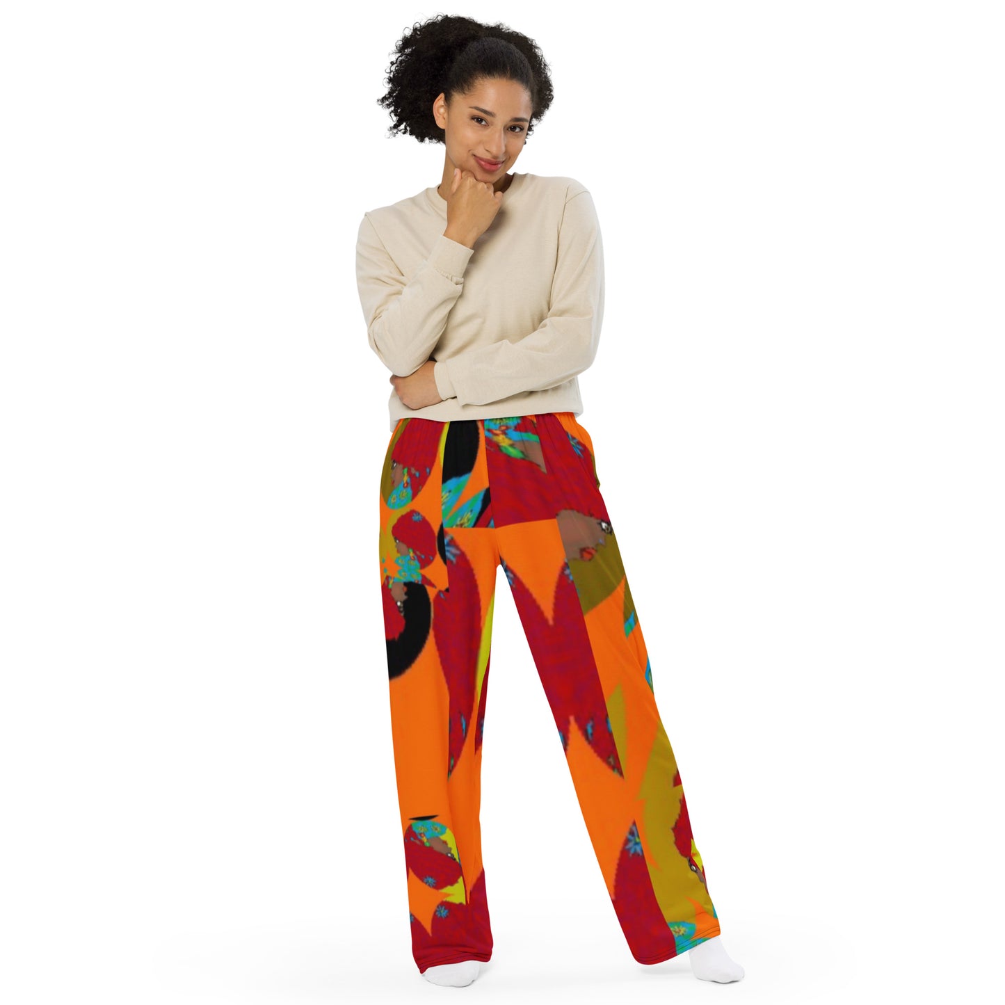 All-over print unisex wide-leg pants