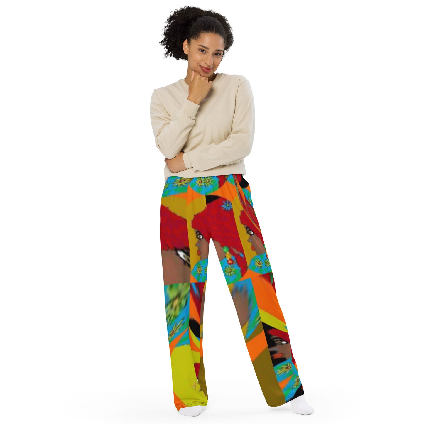 All-over print unisex wide-leg pants