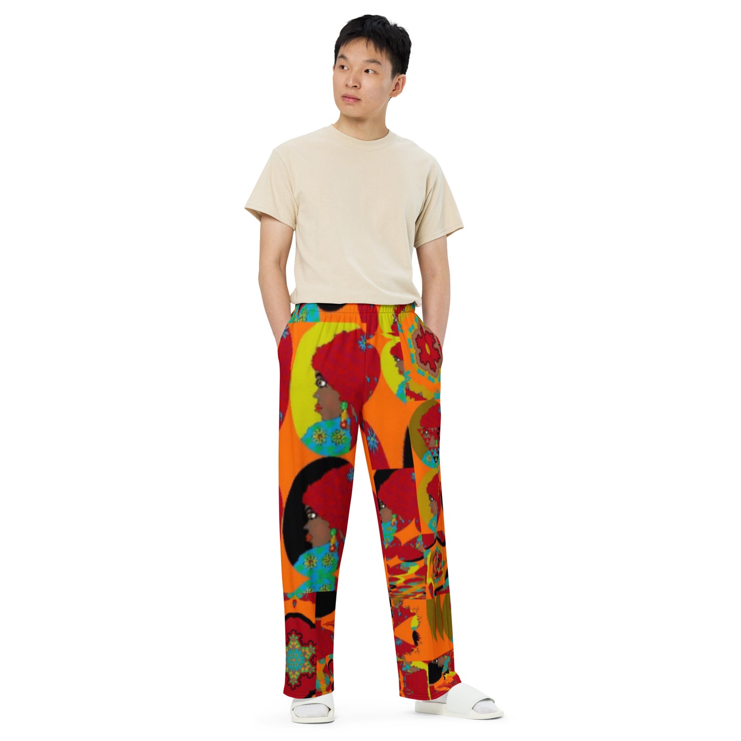 All-over print unisex wide-leg pants