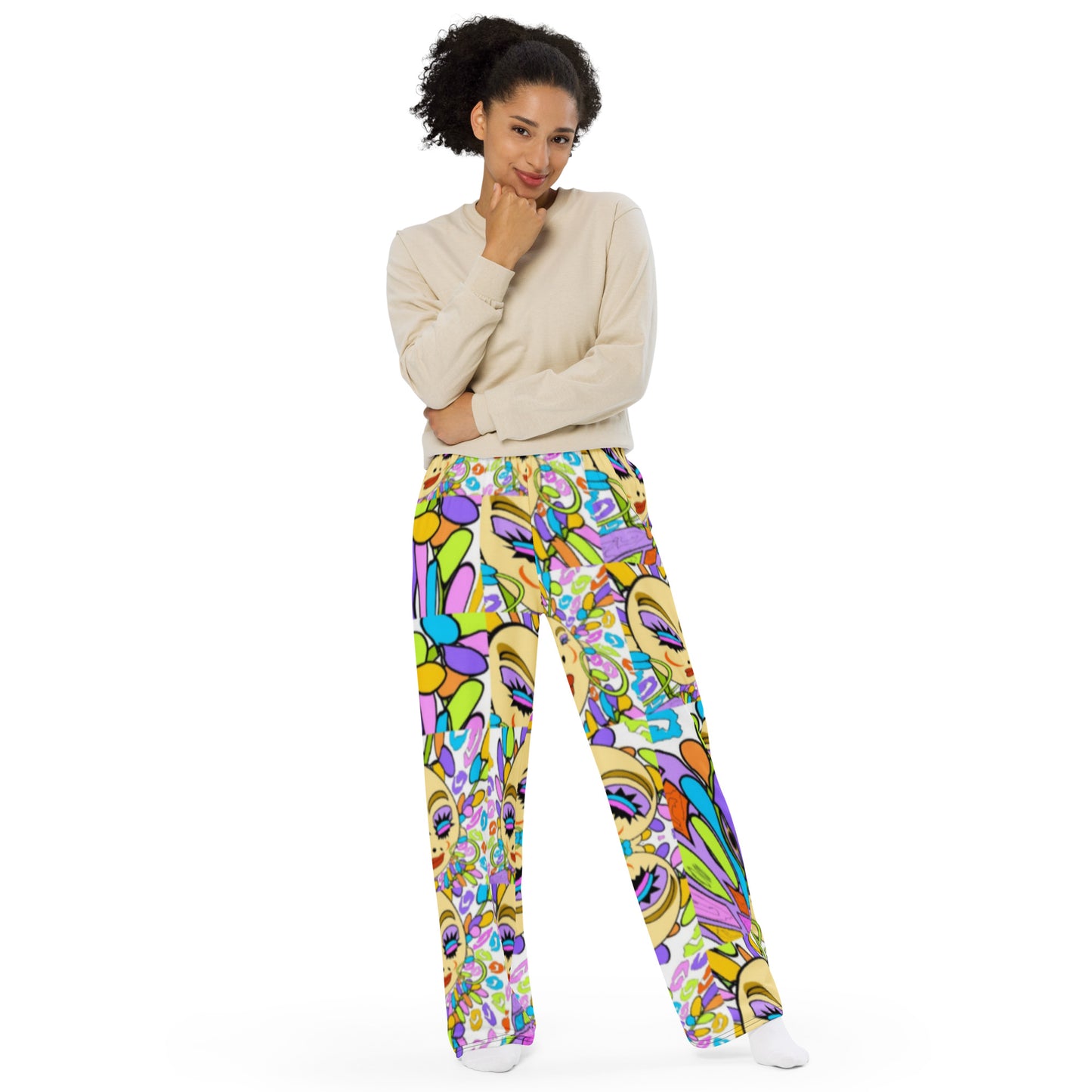 All-over print unisex wide-leg pants