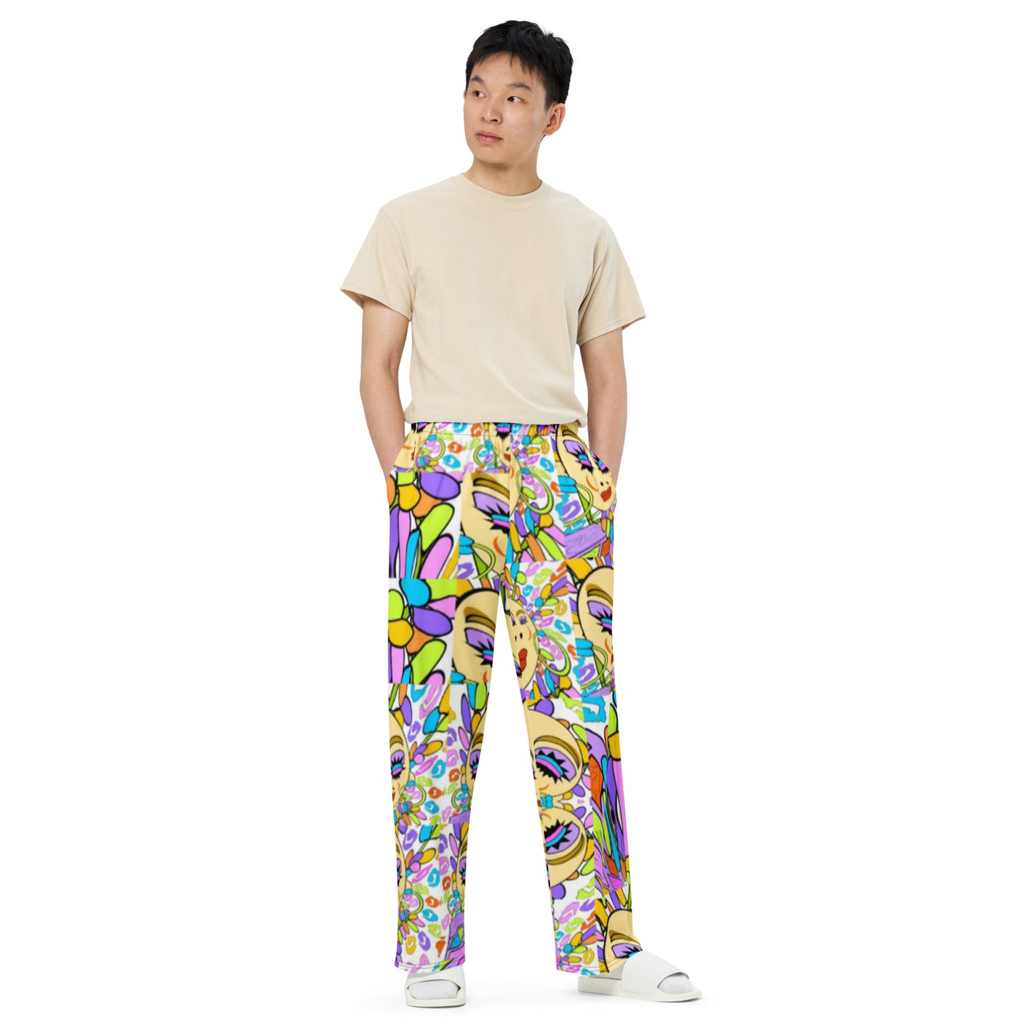 All-over print unisex wide-leg pants