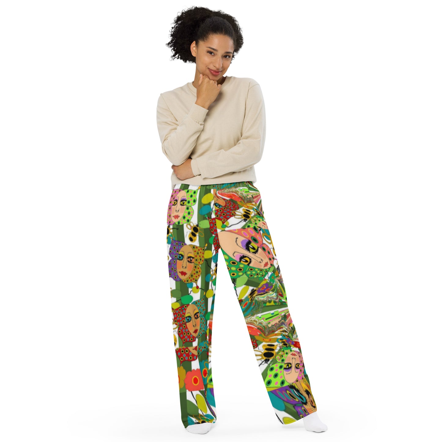 All-over print unisex wide-leg pants