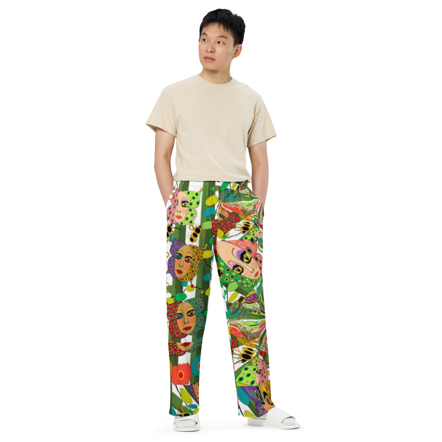 All-over print unisex wide-leg pants