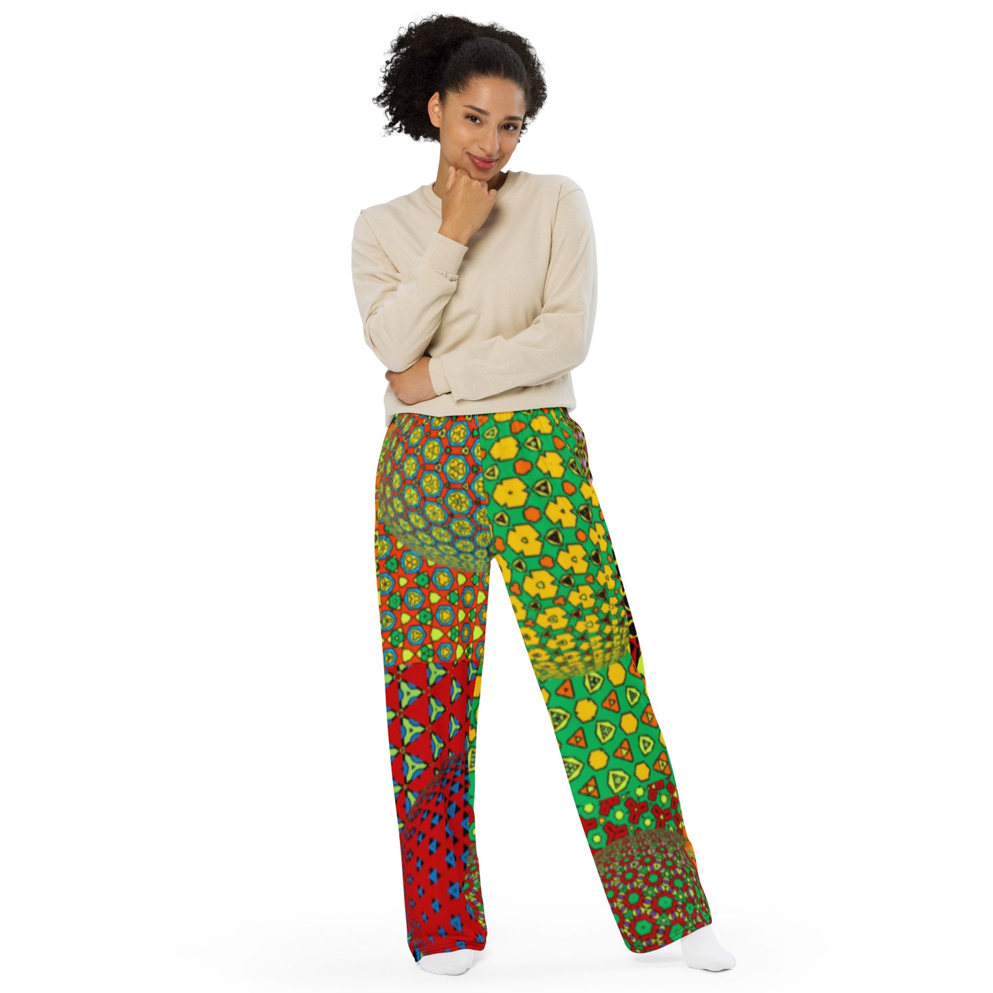 All-over print unisex wide-leg pants