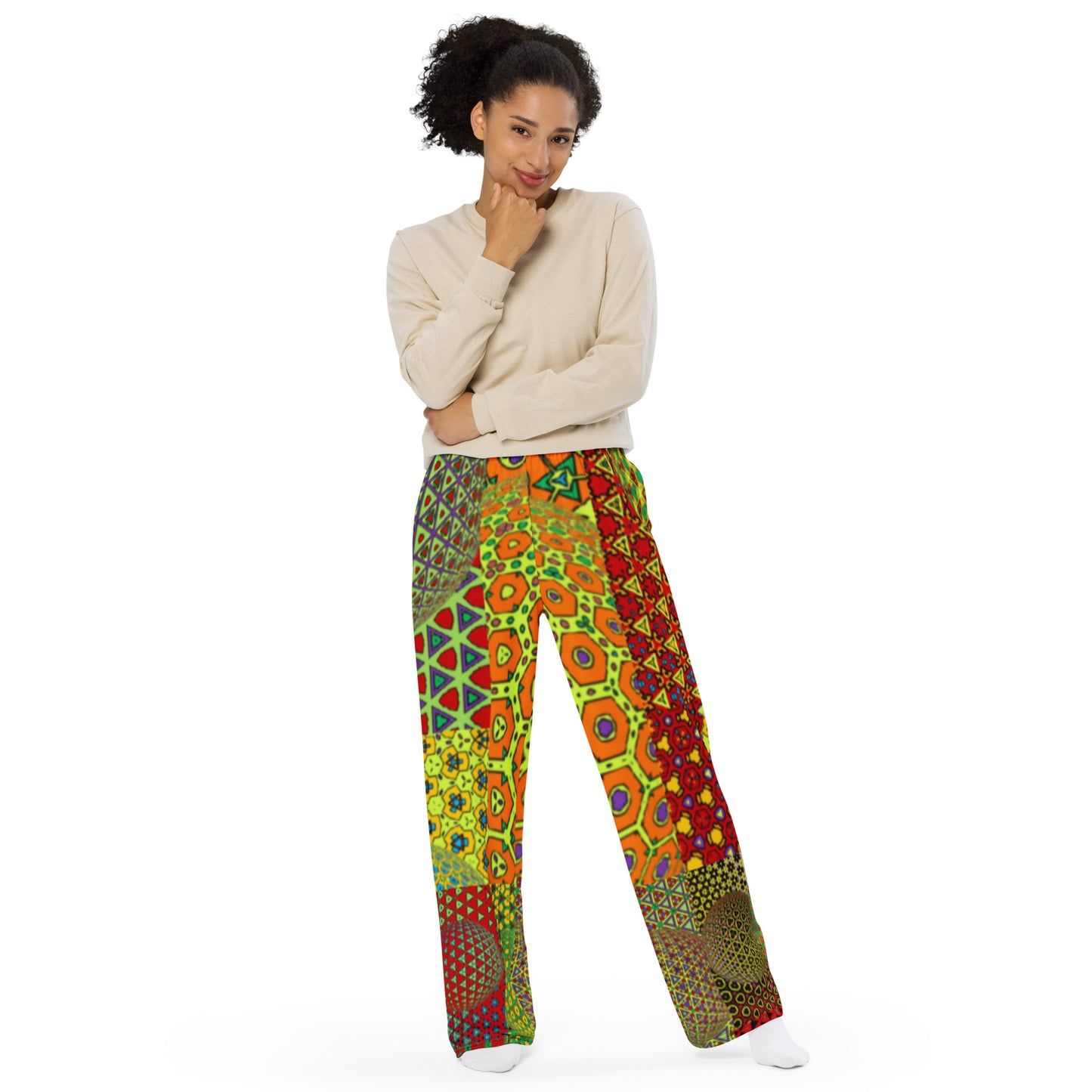 All-over print unisex wide-leg pants