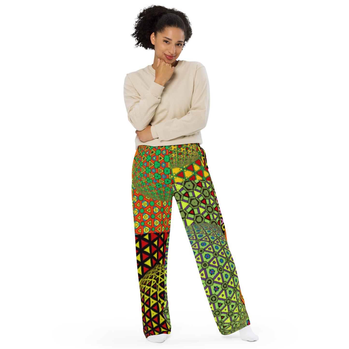 All-over print unisex wide-leg pants