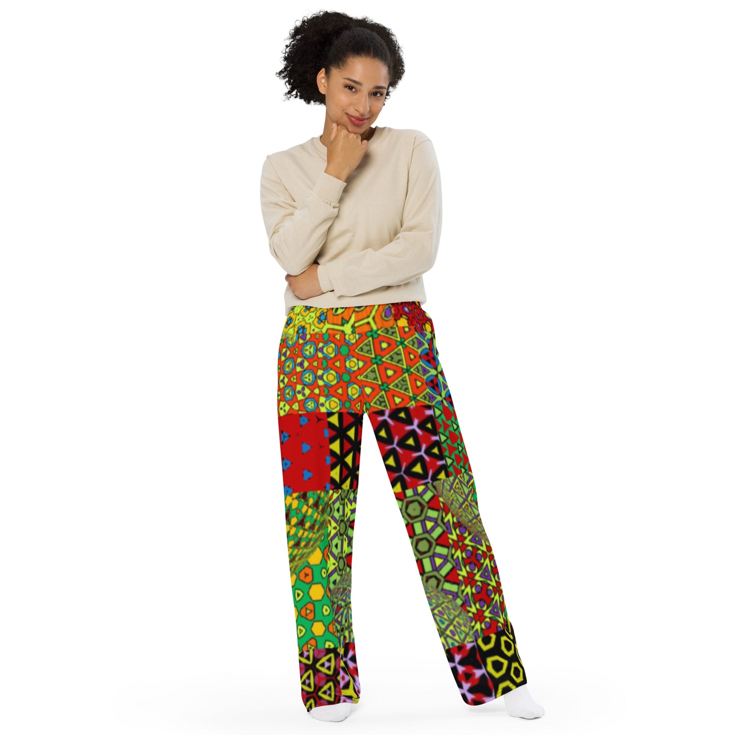 All-over print unisex wide-leg pants