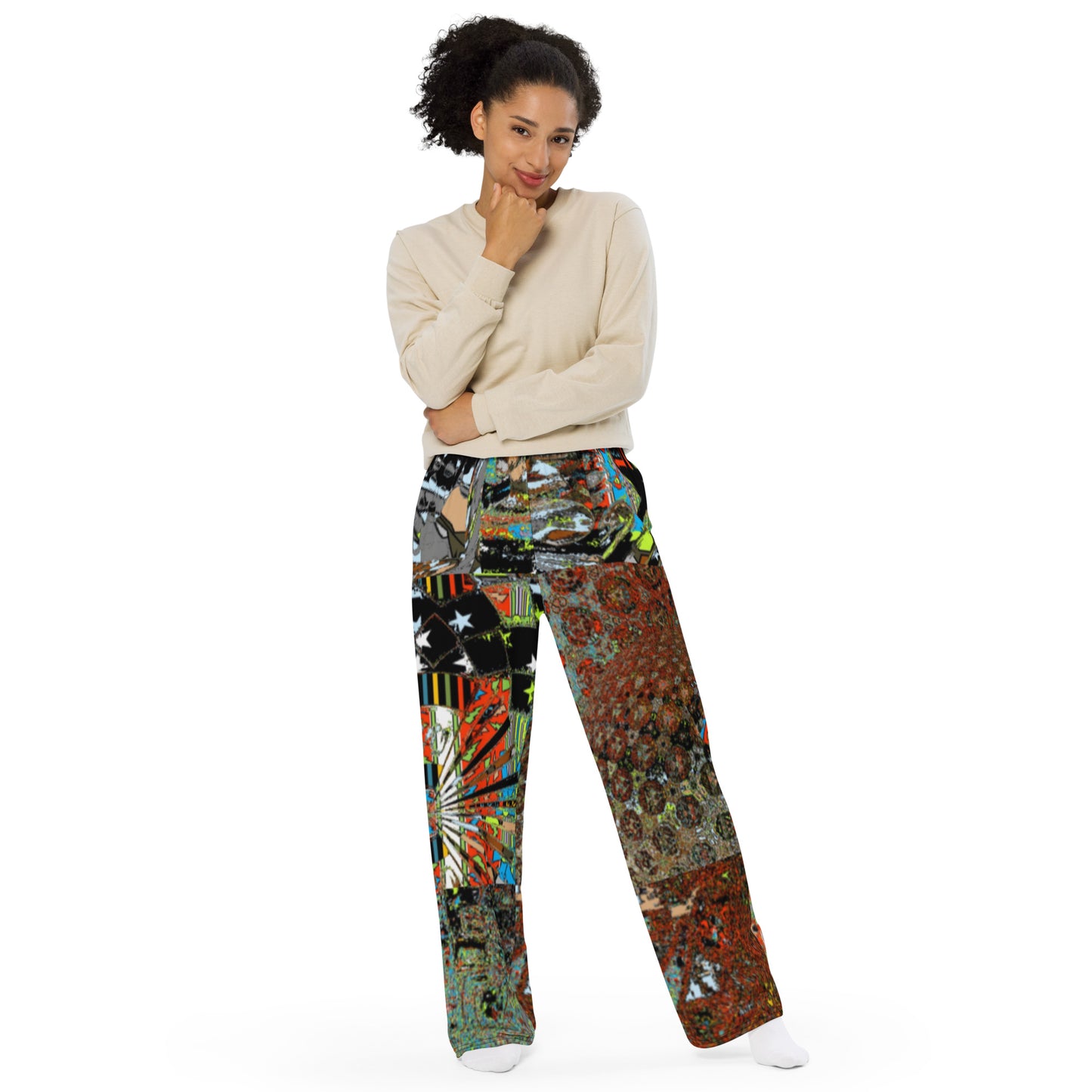 All-over print unisex wide-leg pants