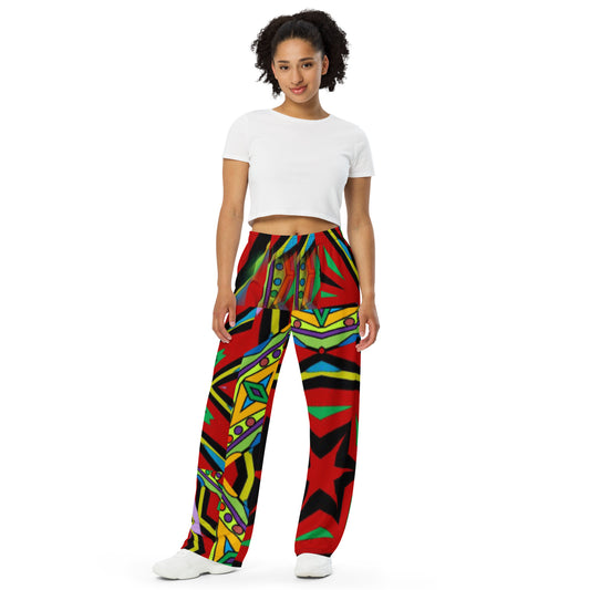 All-over print unisex wide-leg pants