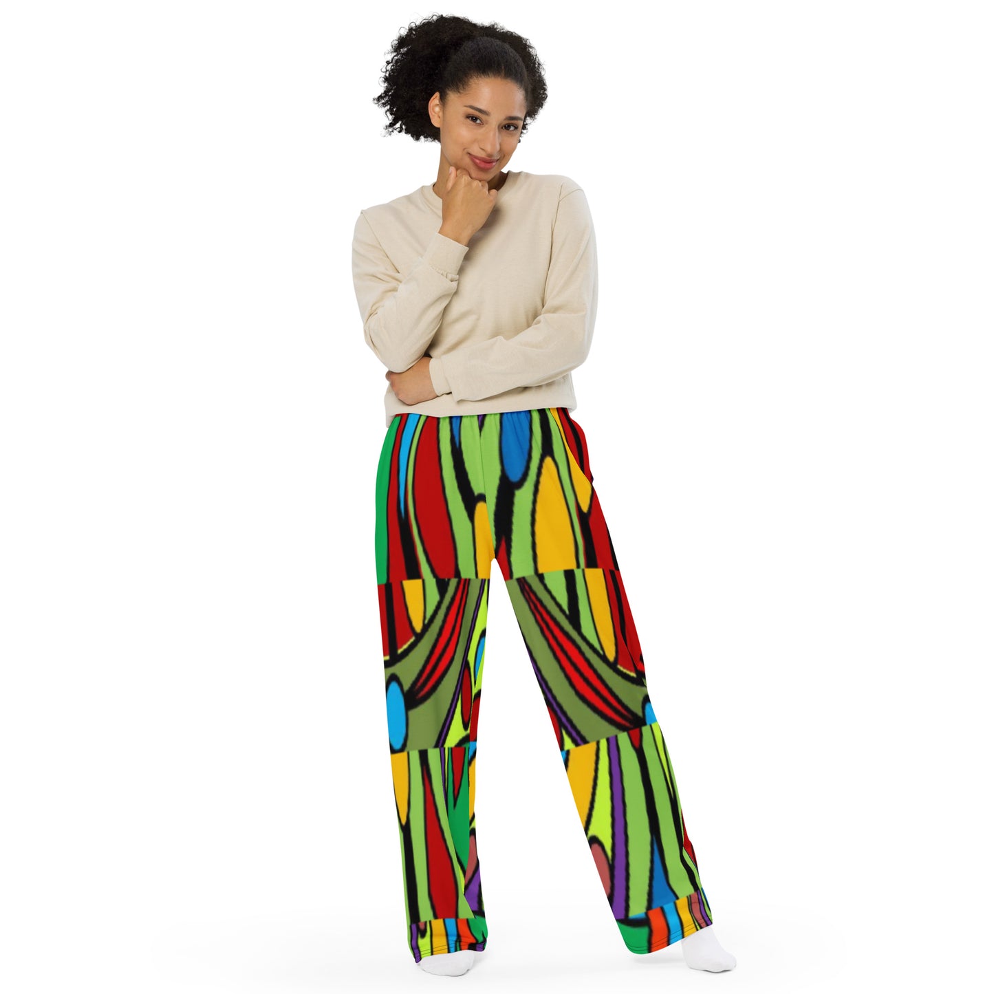 All-over print unisex wide-leg pants