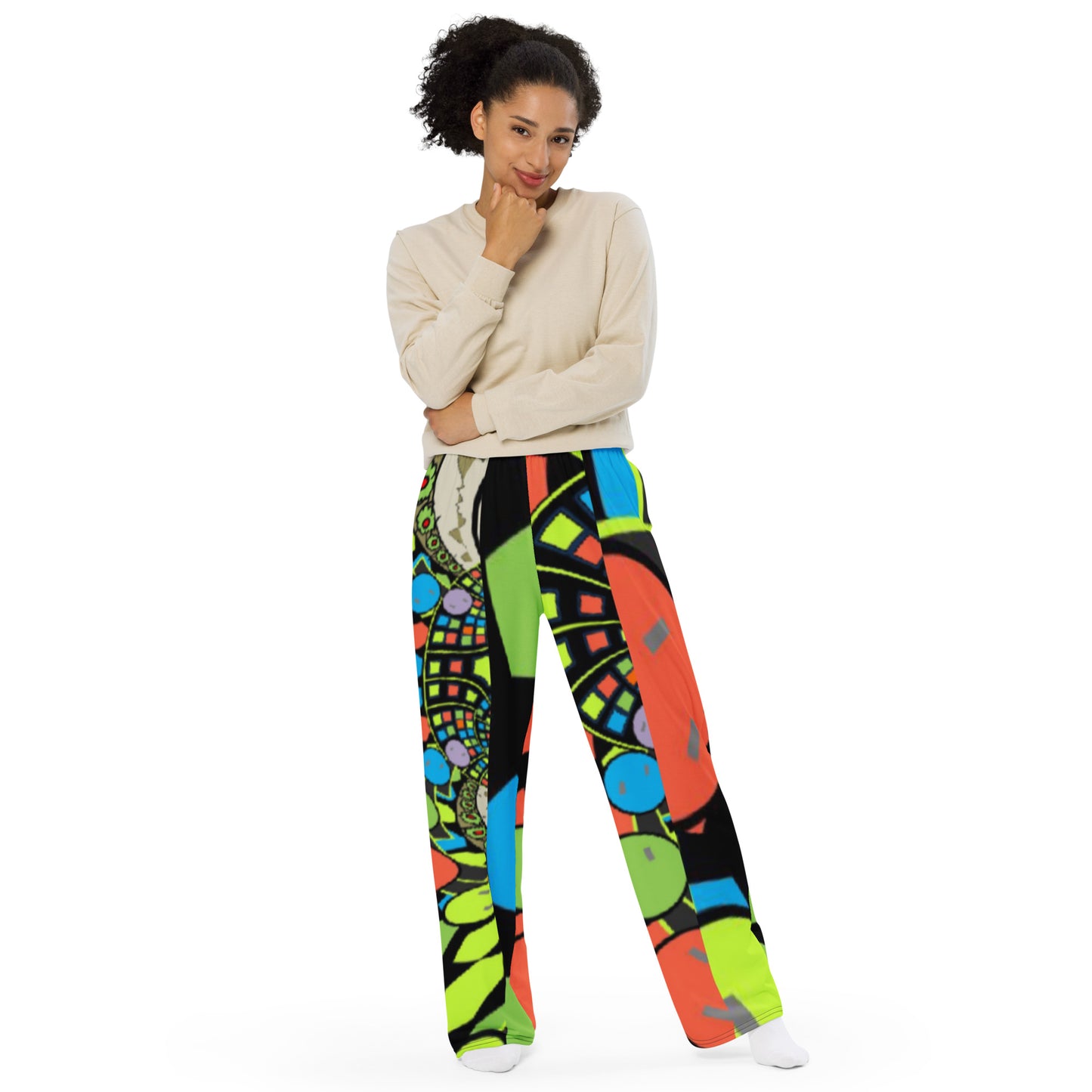 All-over print unisex wide-leg pants