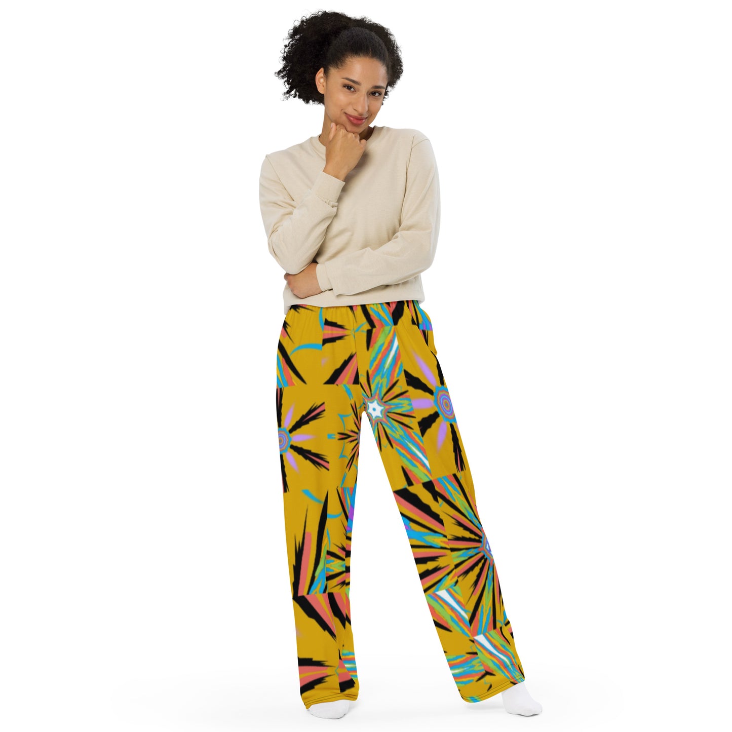 All-over print unisex wide-leg pants