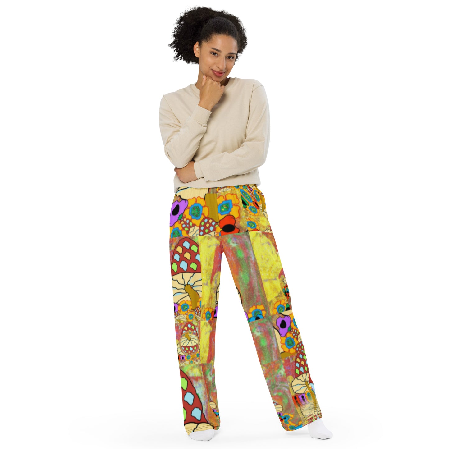 All-over print unisex wide-leg pants