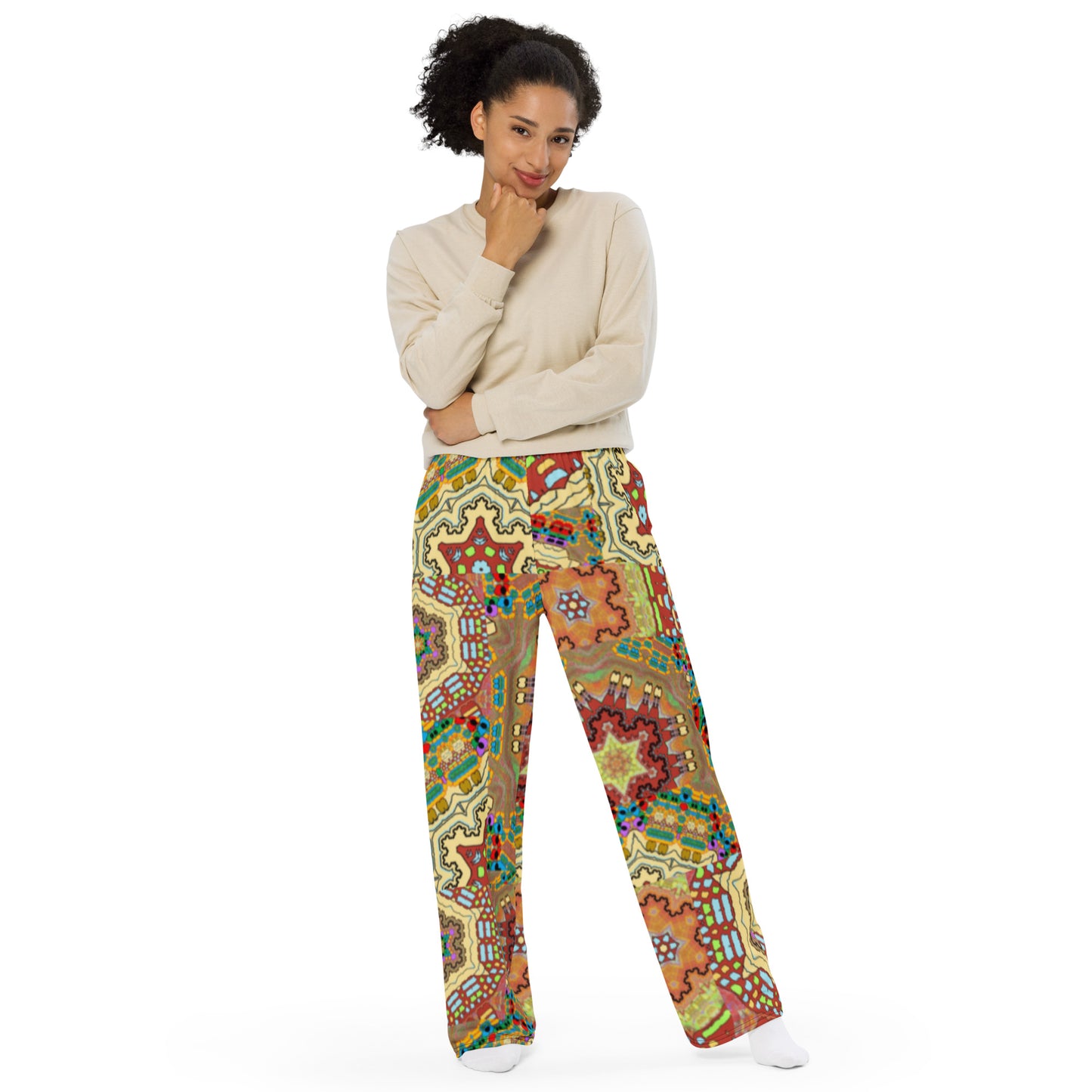 All-over print unisex wide-leg pants