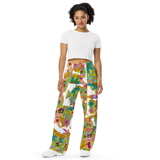 All-over print unisex wide-leg pants