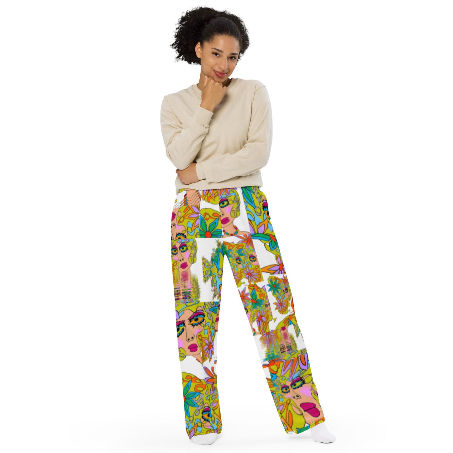 All-over print unisex wide-leg pants