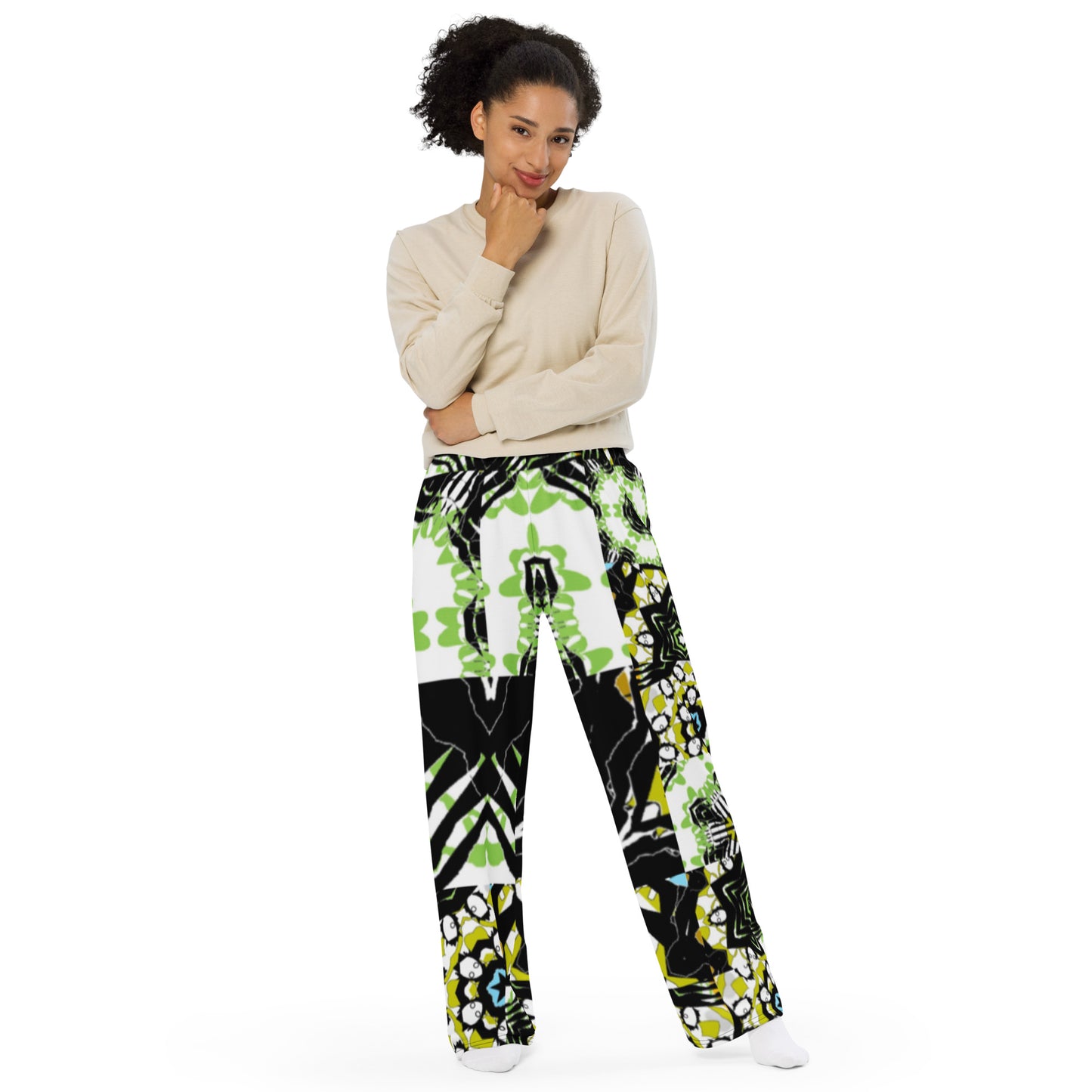 All-over print unisex wide-leg pants